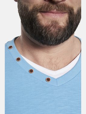 Charles Colby T-Shirt EARL KENDRAYK mit Zierknöpfen am Ausschnitt
