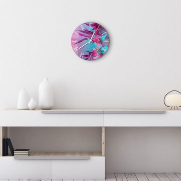 DEQORI Wanduhr 'Hanfblätter in Pastell' (Glas Glasuhr modern Wand Uhr Design Küchenuhr)