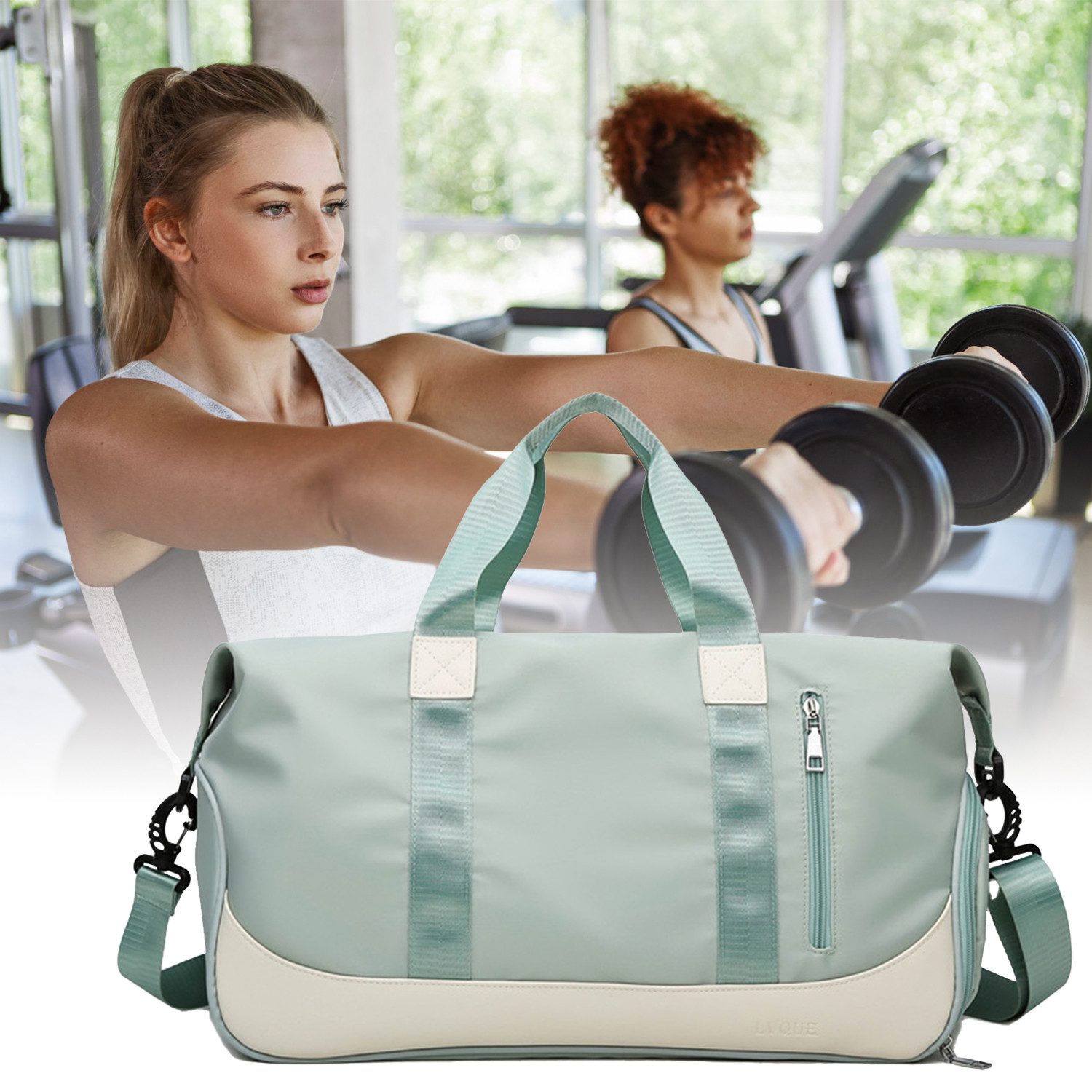 Masbekte Sporttasche Reisetasche mit Schuhfach & Nassfach Trainingstasche Freizeittasche, Schultergurt, für Yoga, Schwimmen, Tourismus, Fitness