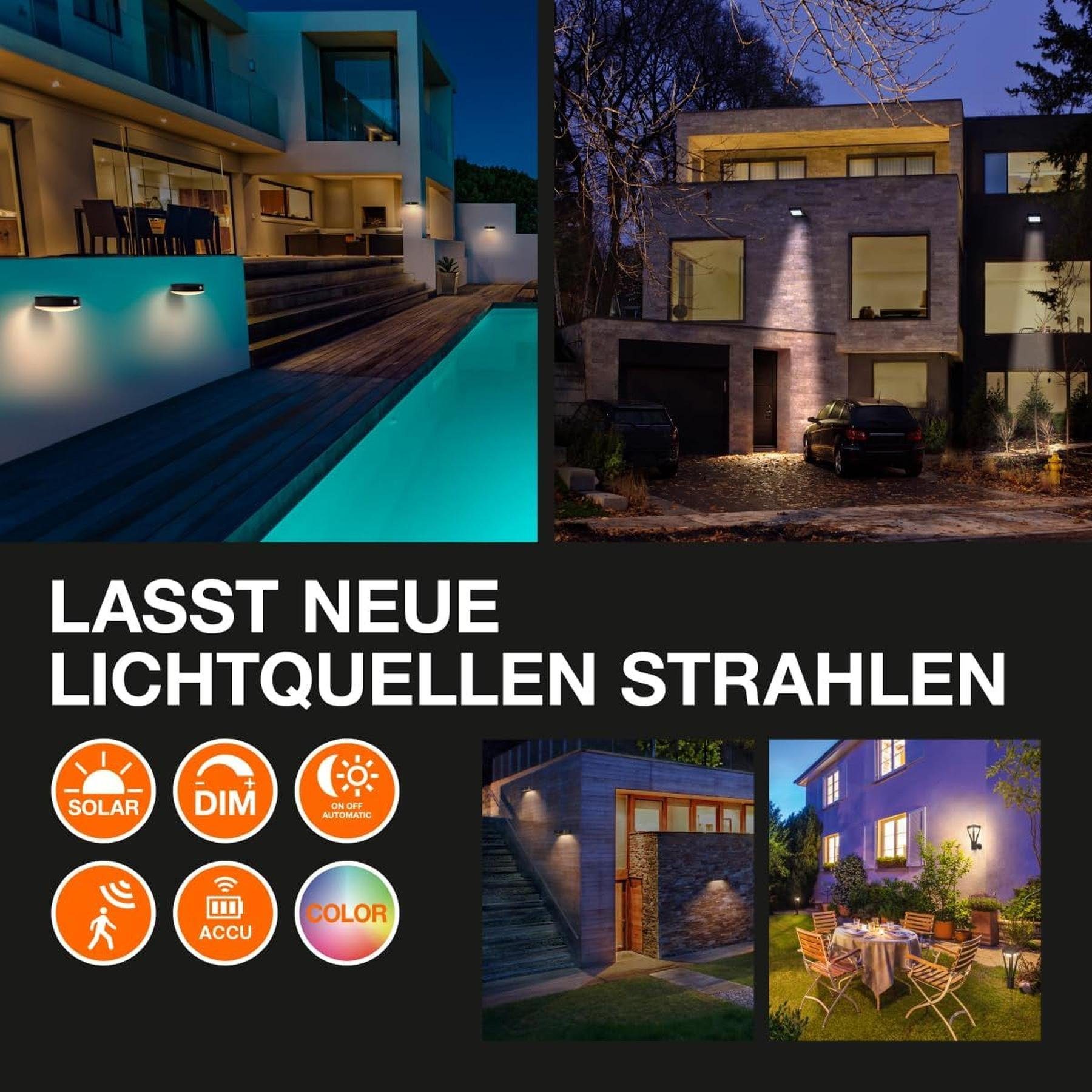 Ledvance LED Wegeleuchte Ledvance Tageslichtweiß, 6W, Solarleuchte LED Bewegungs Sensor BEWEGUNGSMELDER Außen-Stehlampe Garten