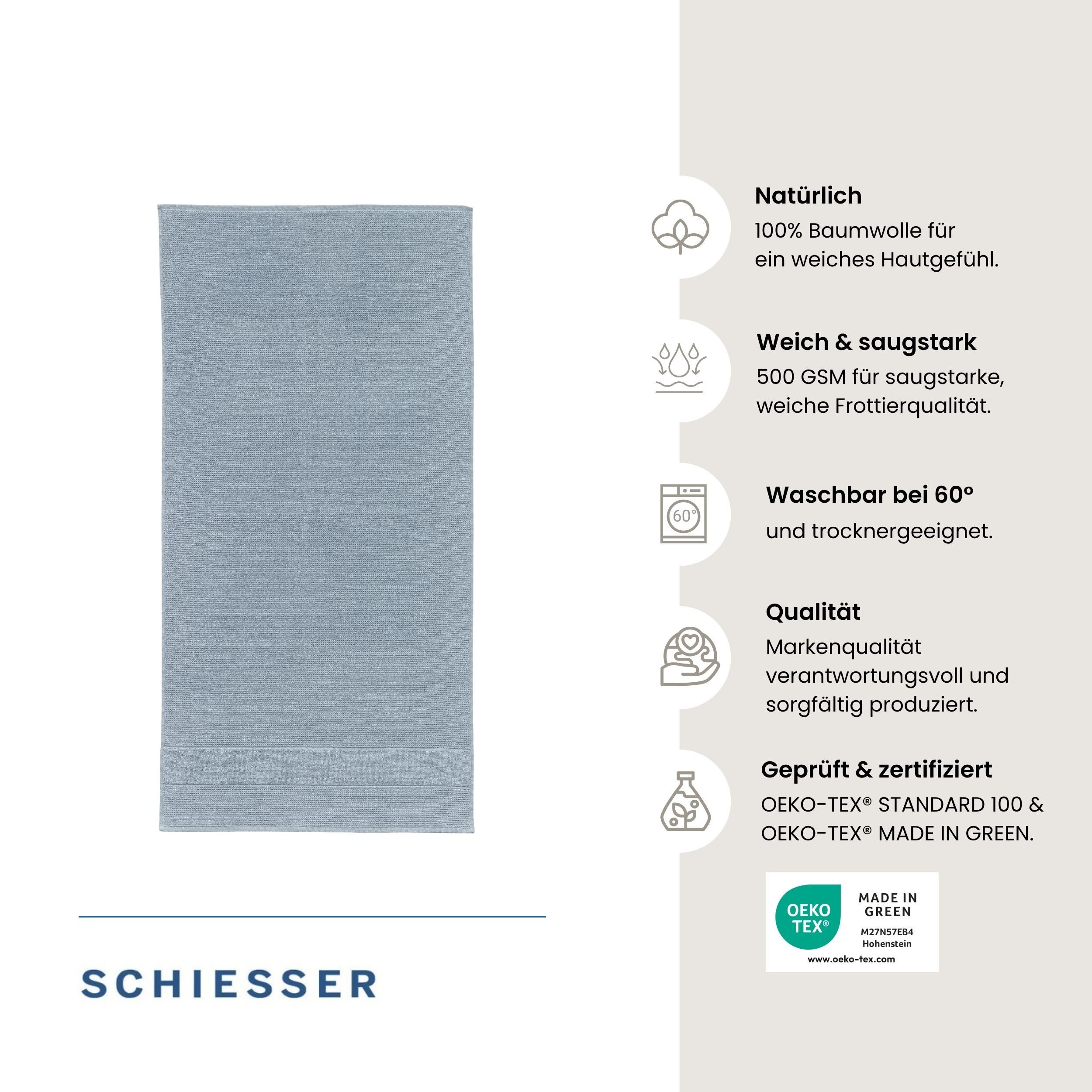 Schiesser Saunatuch Turin in angesagter Reiskornoptik, Frottier (1-St), OEKO-TEX® MADE IN GREEN – Bild 2 von 5