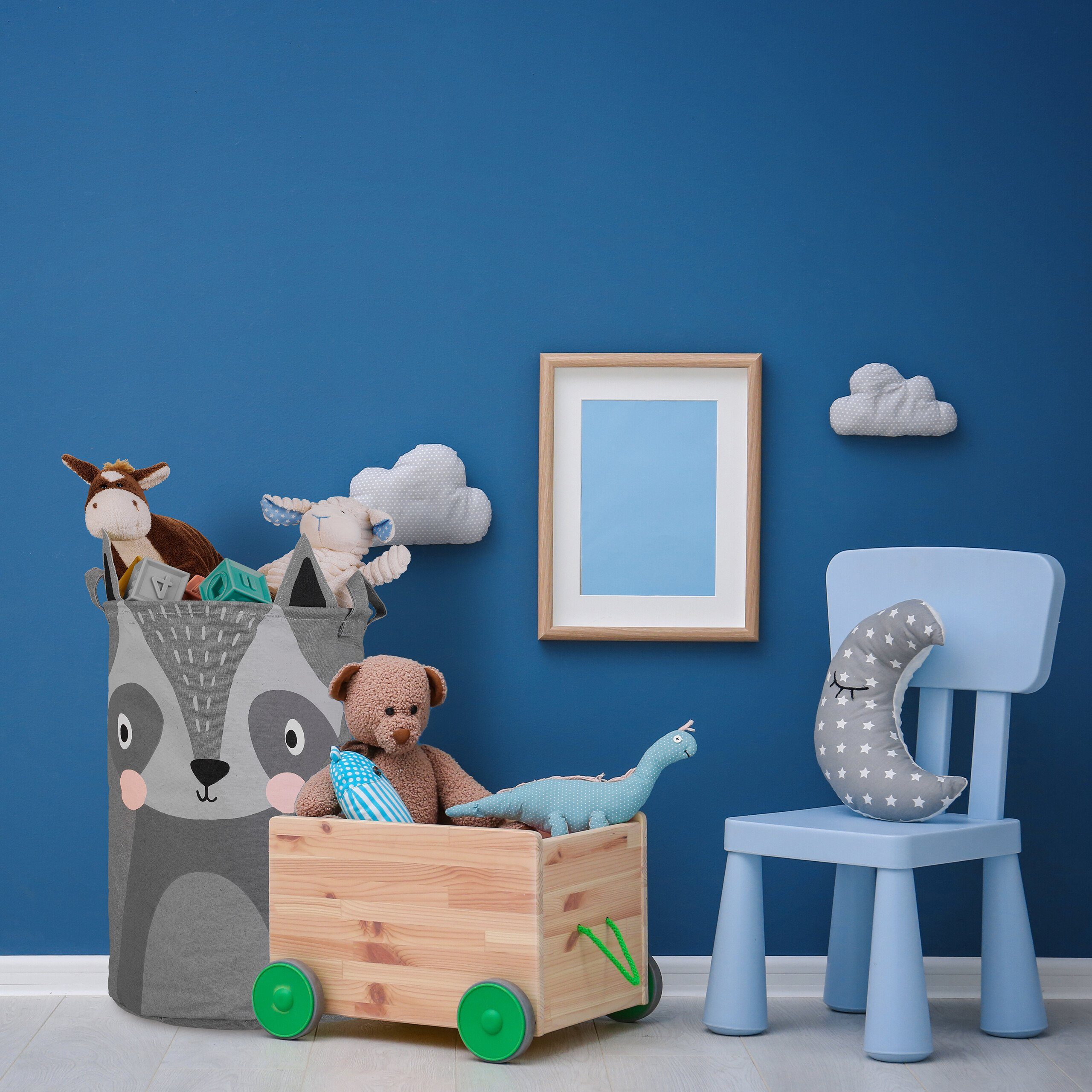 relaxdays Aufbewahrungskorb Kinder Aufbewahrungskorb Waschbärmotiv günstig online kaufen