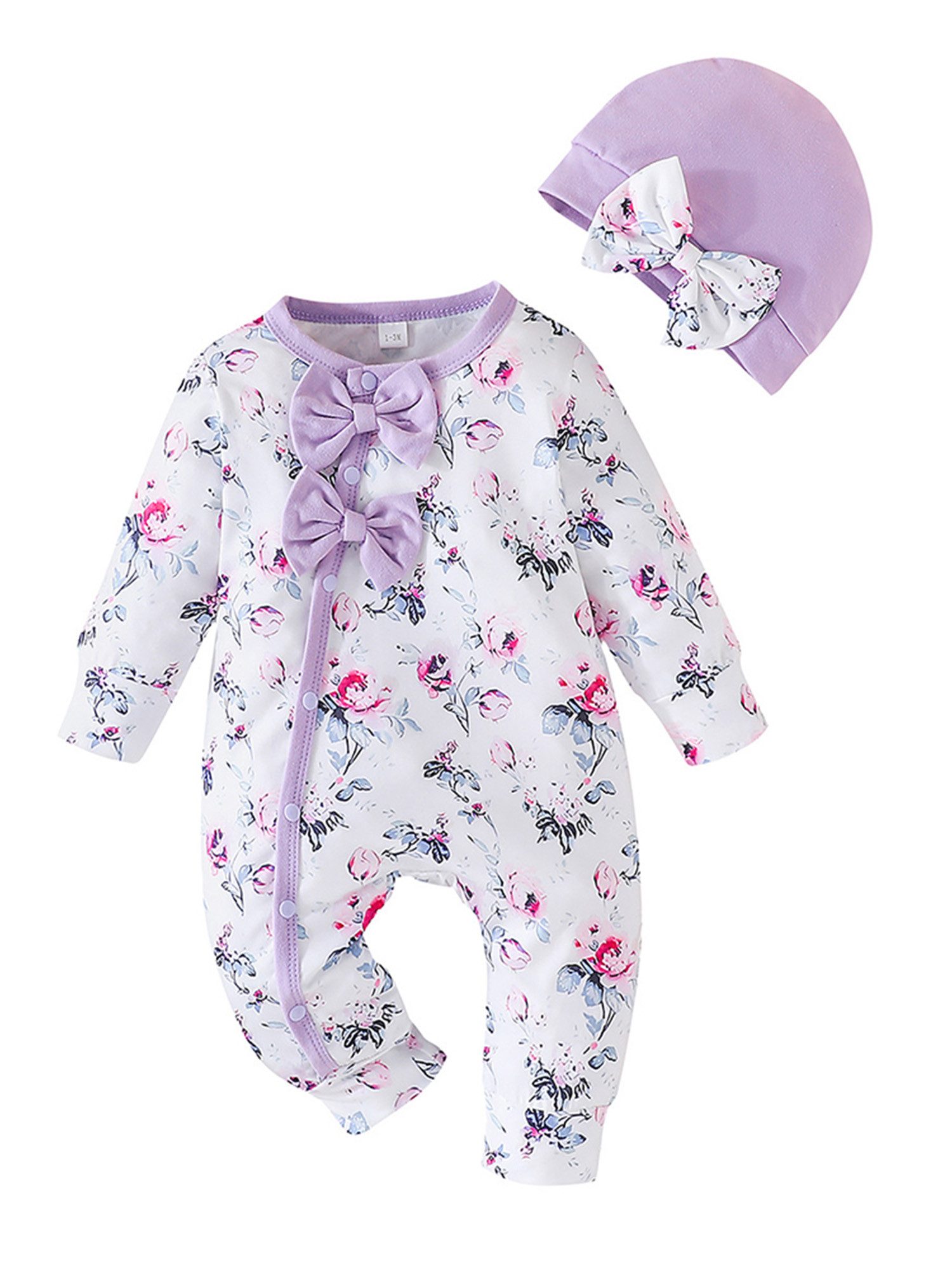 Strampler Baby Mädchen Blumen Strampler Outfit Süßes Langarm Täglich Casual Sets