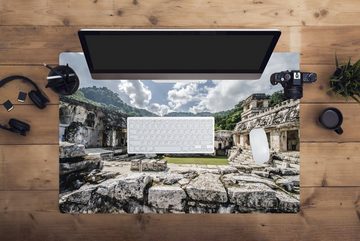 MuchoWow Gaming Mauspad Zwischen den Maya-Ruinen in Palenque Mexiko (1-St), Büro für Tastatur und Maus, Mousepad Gaming, 90x60 cm, XXL, Großes
