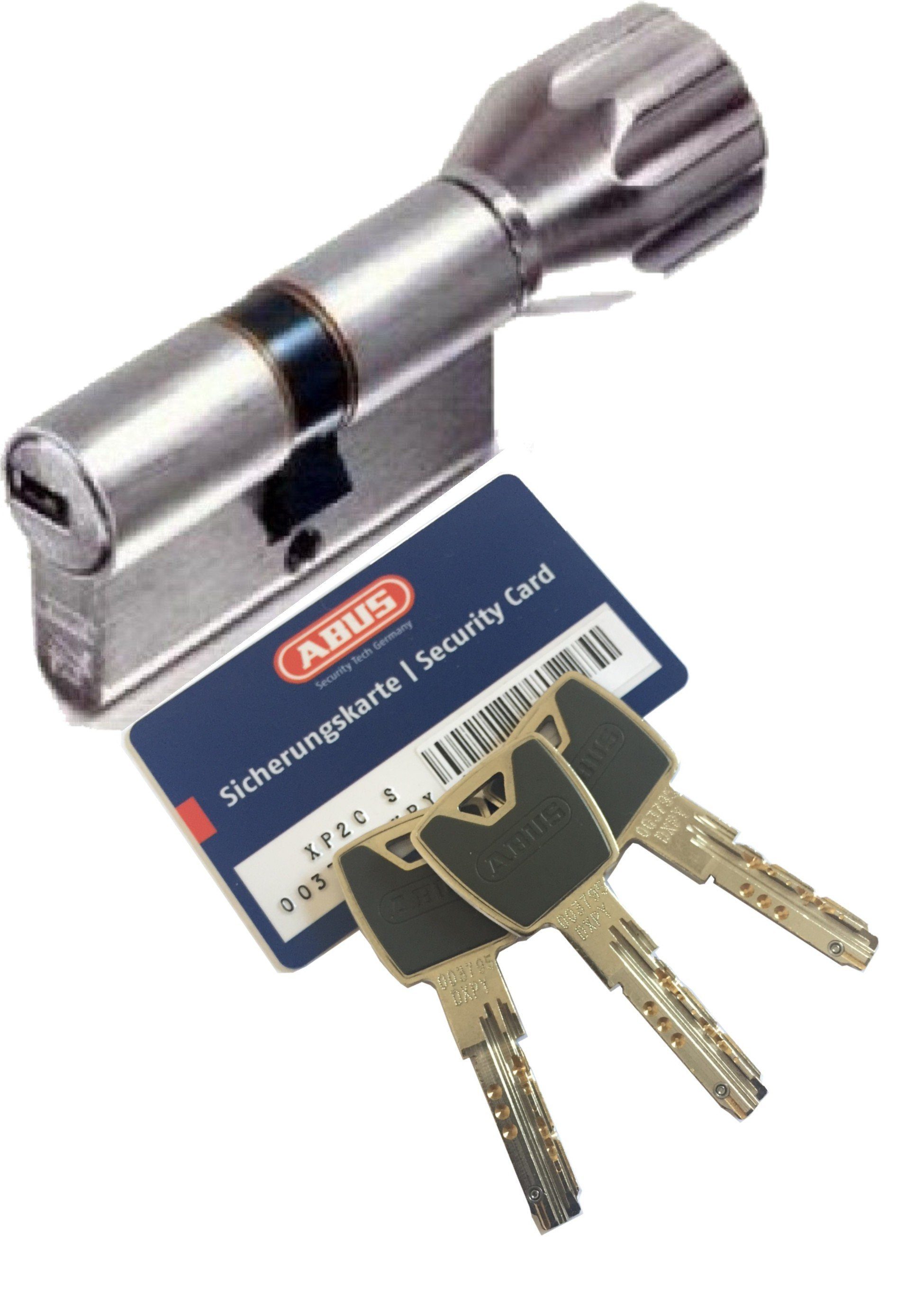 ABUS Profilzylinder ABUS XP20S KXP20S Knaufzylinder versch. Längen, K=Knaufseite, mit Sicherungskarte, 3-6 Schlüssel mit Design-Clip, mit SKG** Bohrschutz