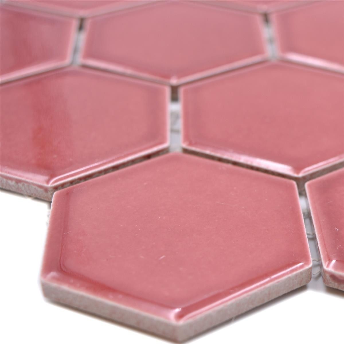 Mosafil Mosaikfliesen Keramikmosaik Fliesen Salomon Hexagon H51, Keramik 28.100x32.500, rot-bordeuax, Verlegefertig auf ein Netz geklebt - Frostsicher - Wasserfest