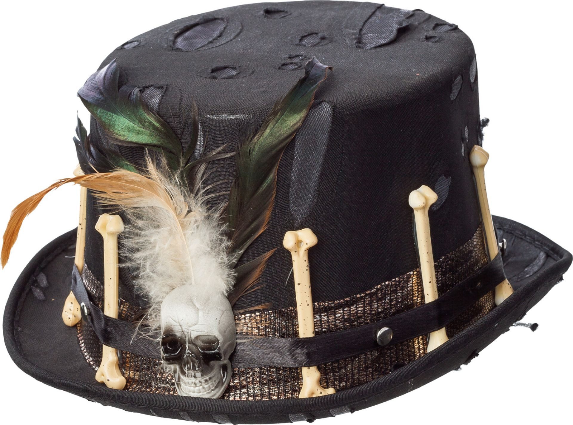Orlob Kostüm Zylinder Hut Steampunk Knochen & Totenkopf Halloween Karneval Kostüm, Ideal für Halloween oder Karneval