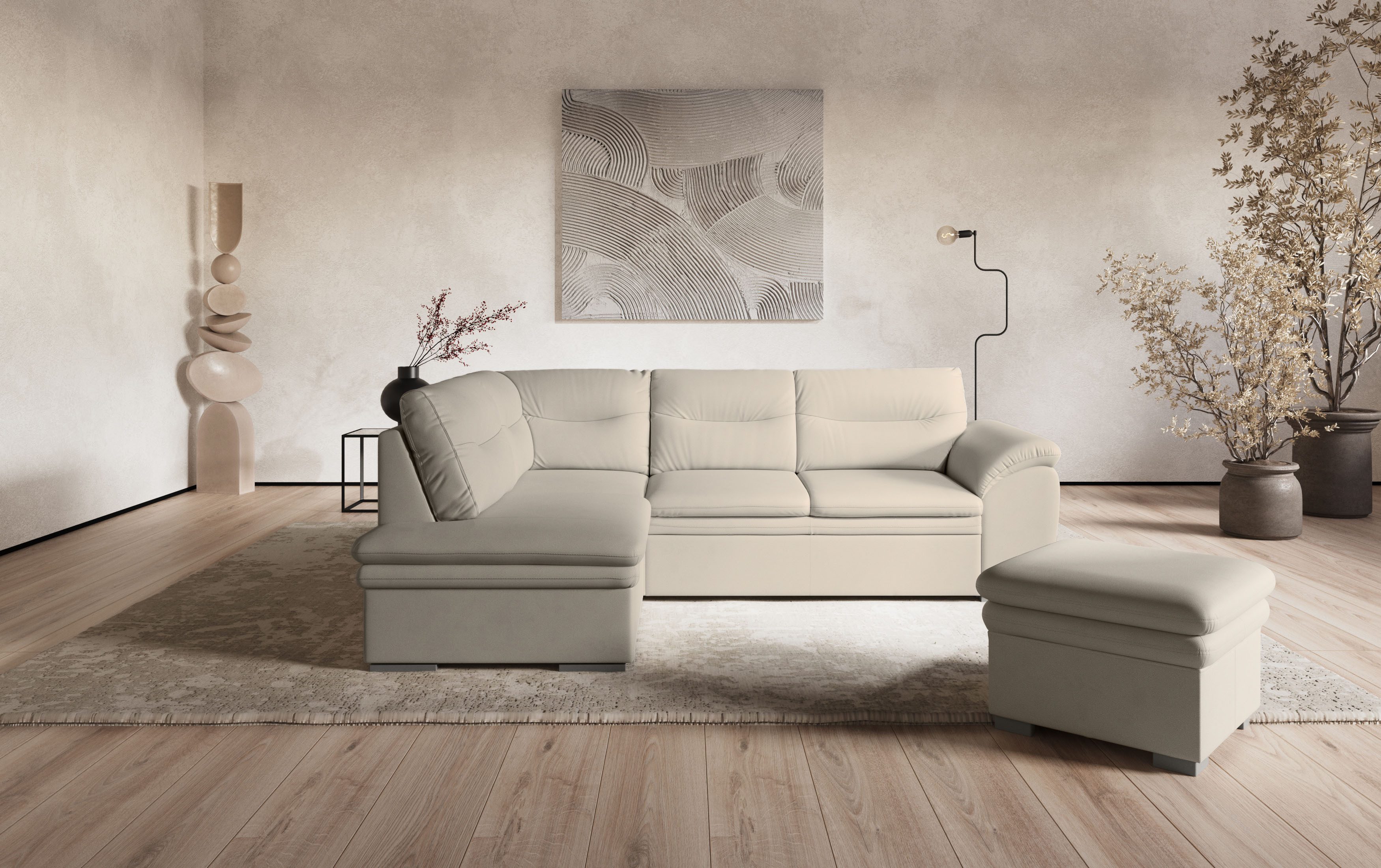 COTTA Ecksofa Leandra L-Form, wahlweise mit Bettfunktion & Bettkasten