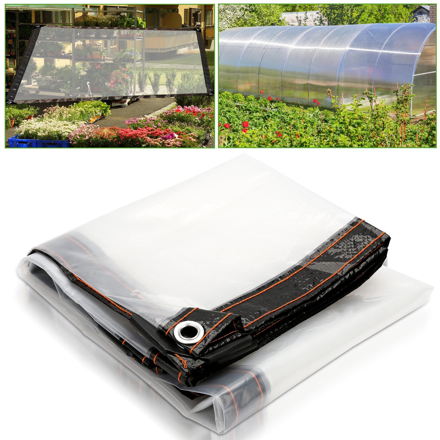 Clanmacy Schutzplane Wasserdichte Transparente Plane mit Ösen und Seil, Faltbar Abdeckplane