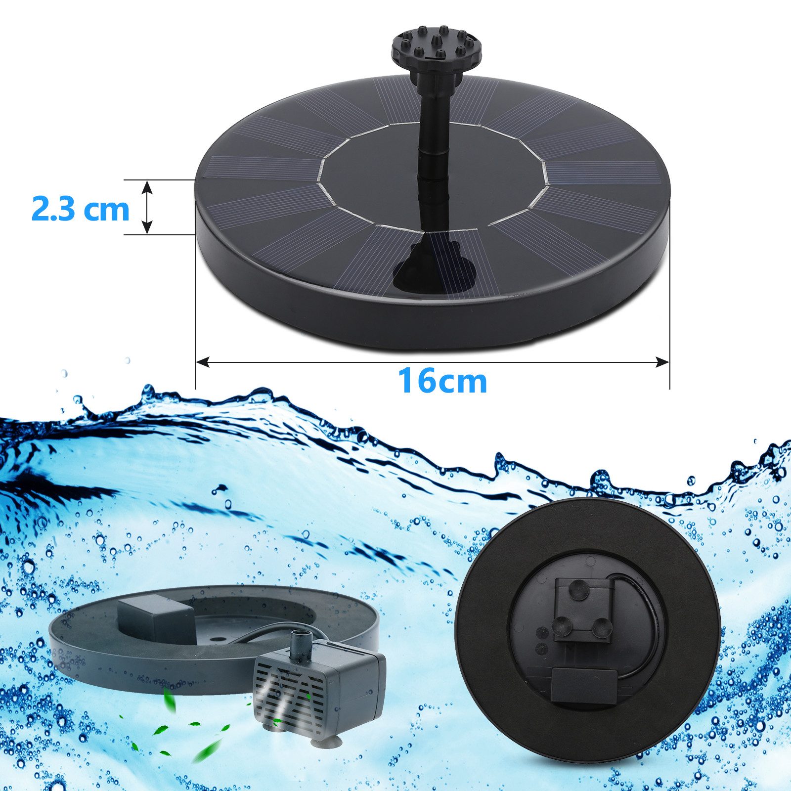 Clanmacy Solarpumpe Solar Springbrunnen Wasserspiel 1.5Watt günstig online kaufen