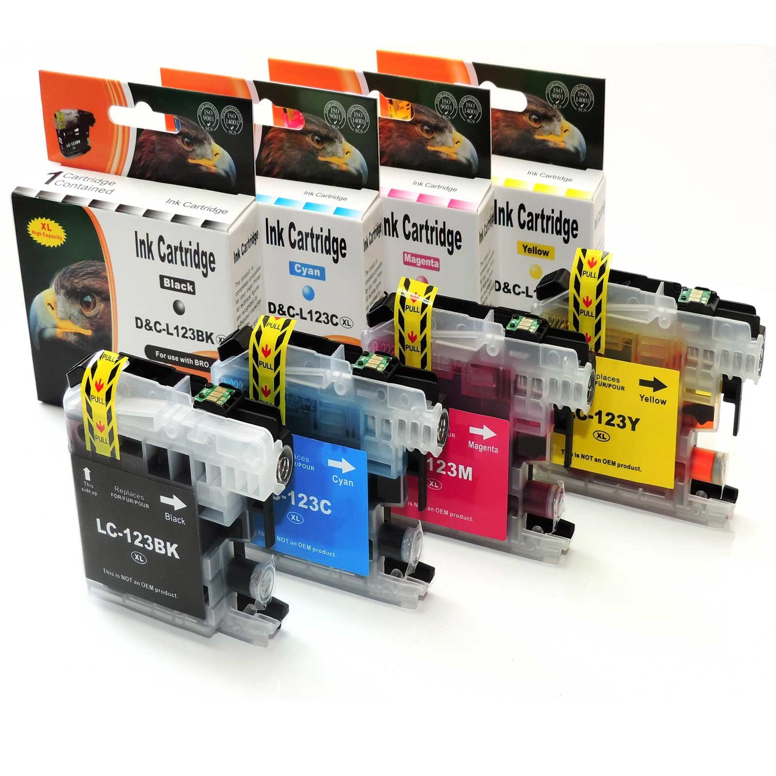 Kompatibel Brother LC-123 XL Set 4 Druckerpatronen von D&C Tintenpatrone (DW)