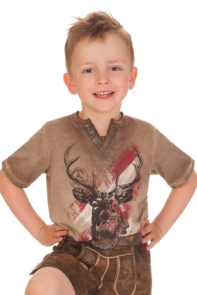 Hangowear Trachtenhemd Trachtenshirt Kind - FERDI KIDS AUSTRIA - braun