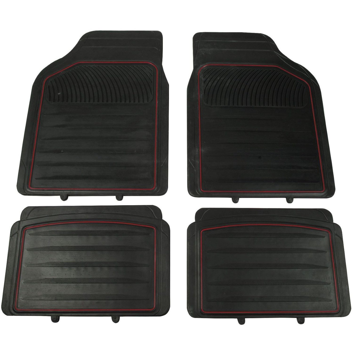 Cartrend Universal-Fußmatten Automatten Set Gummi 4-teilig Schwarz/Rot (4 St), für Universal Universell Universal, Universal Gummimatten Fußmatten Auto PKW KFZ Matten Gummifußmatten