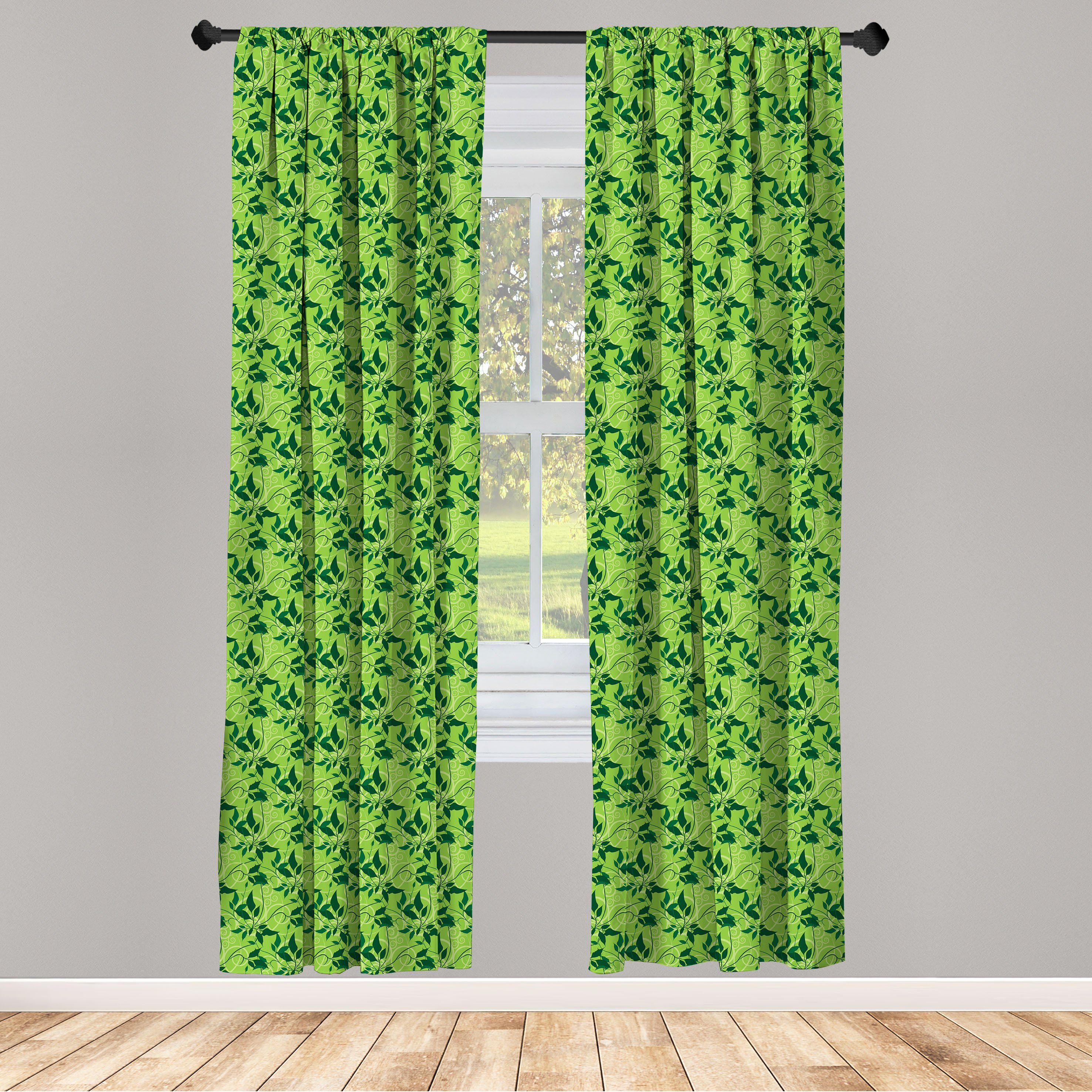 Gardine Vorhang für Wohnzimmer Schlafzimmer Dekor, Abakuhaus, Microfaser, Botanisch Clutter der Blätter wirbelt | Fertiggardinen