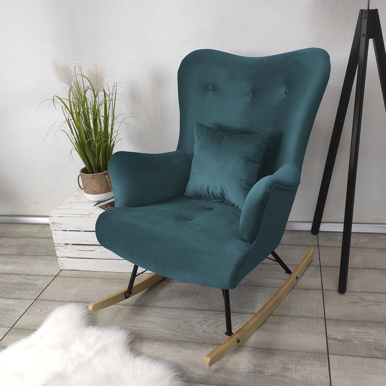 MIRJAN24 Sessel Skand (mit Wellenfeder), mit Kissen, Freistehender, skandinavischen Stil
