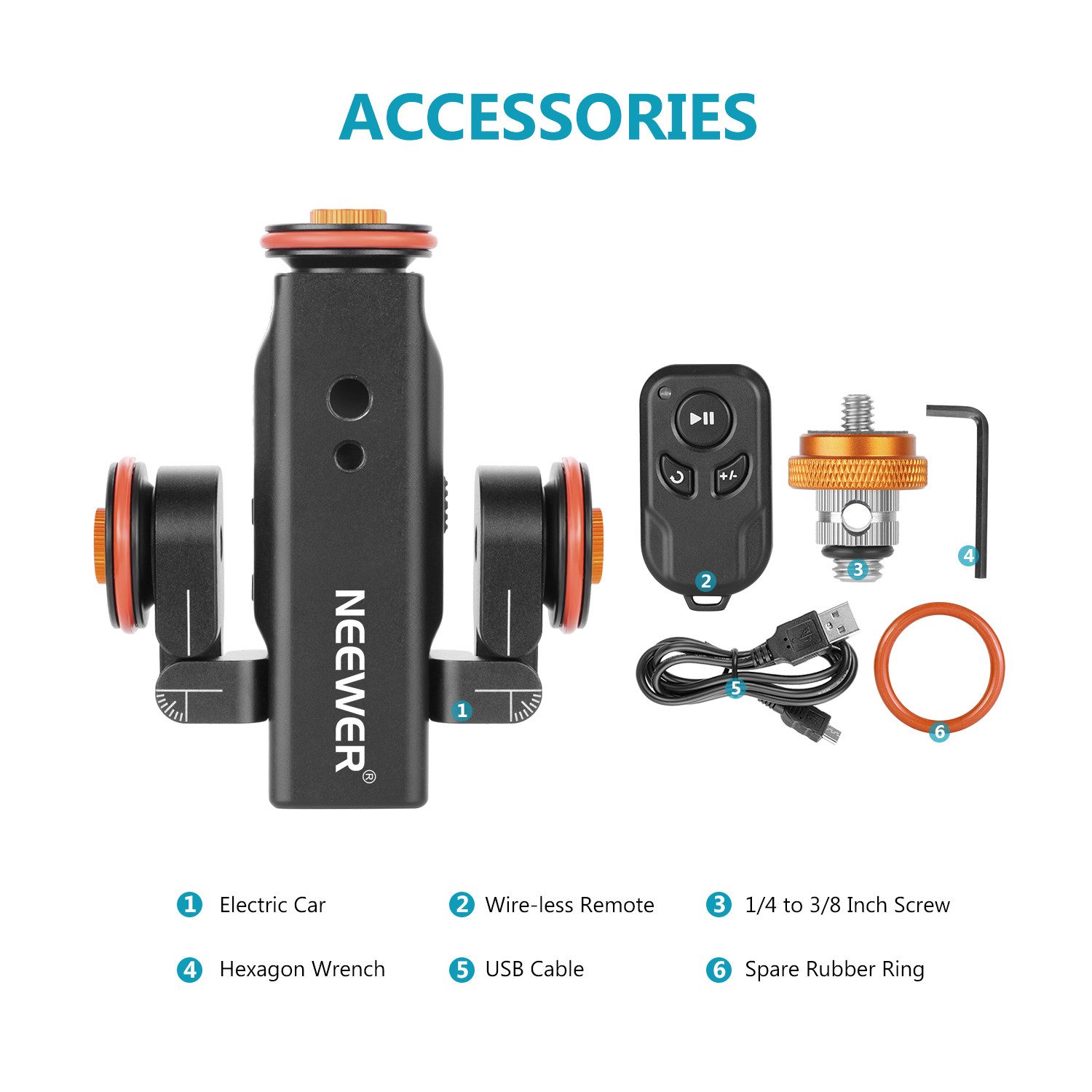 Neewer Motor-Stativkopf DL100 3 Räder Drahtloser Videokamera Stativ Dolly mit Fernbedienung, 3 Gang Motorisierte Elektrische Schiene Dolly Auto