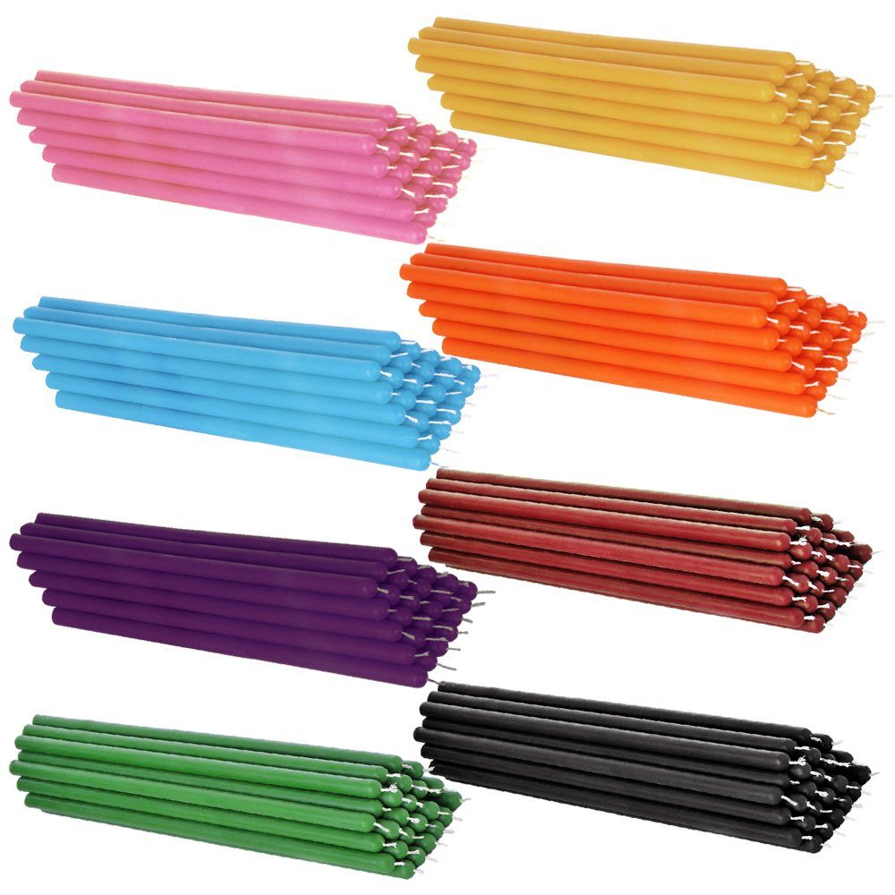 NKlaus Formkerze 25x Orange Bienenwachs 26cm Tafelkerze Ritualkerze