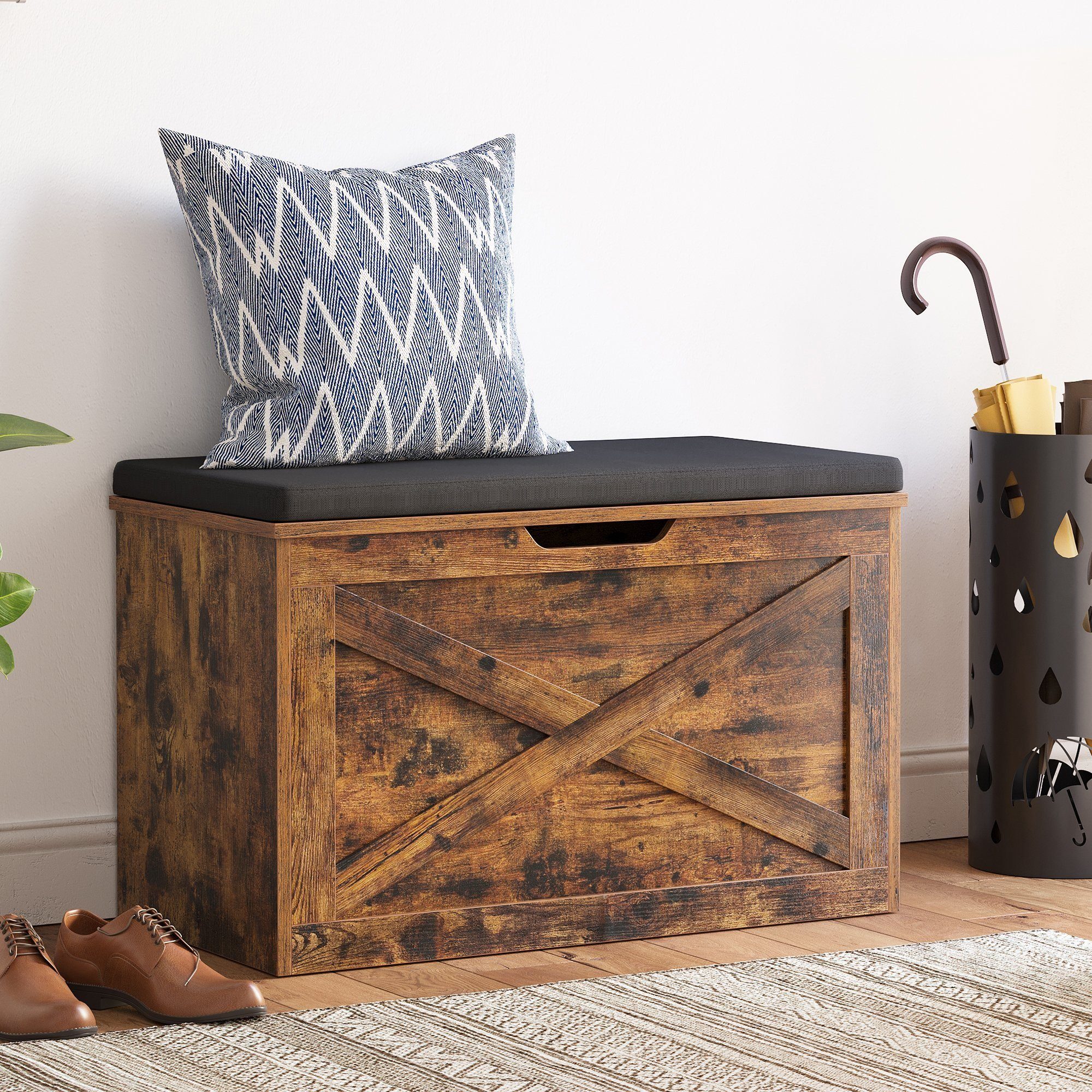 VASAGLE Schuhbank, Sitztruhe, mit Polsterung, 76 x 40 x 48 cm