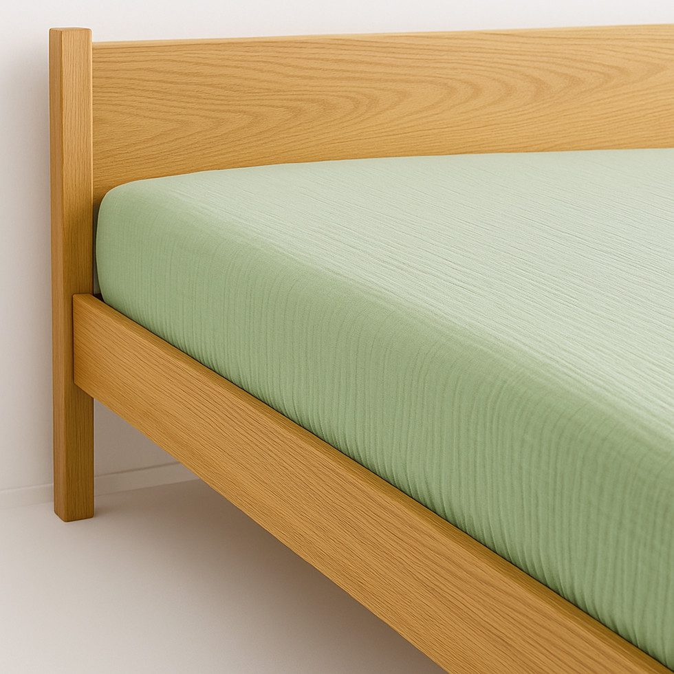 Sandiik Spannbettlaken Musselin Spannbettlaken mit Gummizug in Salbeigrün, günstig online kaufen