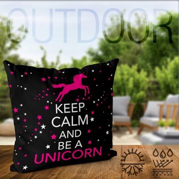 Kissenbezug, VOID, Sofa-Kissen Keep Calm and be a Unicorn Outdoor Indoor Einhorn Pferd