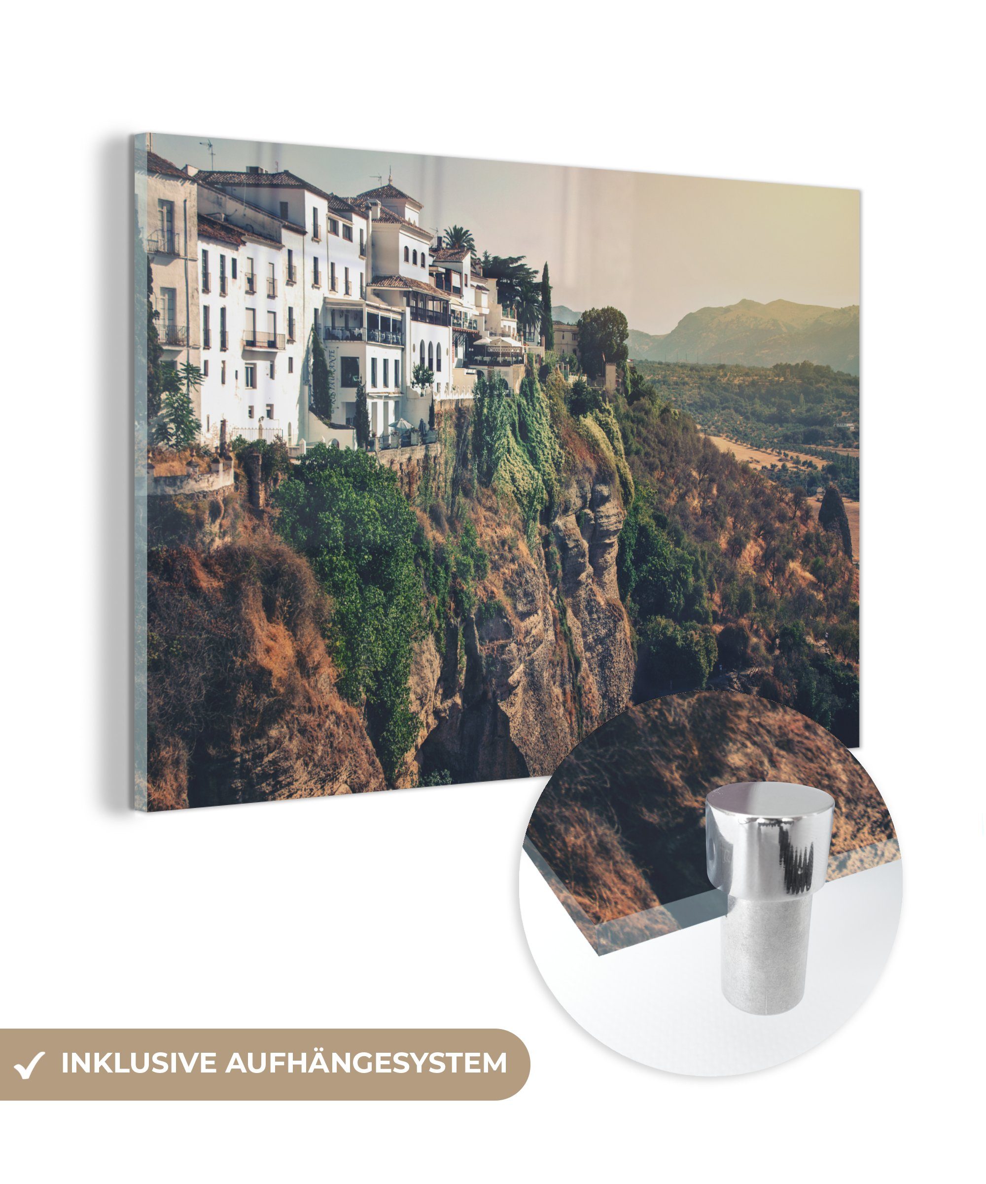 (1 Acrylglasbild in & an Acrylglasbilder Schlafzimmer Andalusien, MuchoWow St), der Steilküste Wohnzimmer Häuser