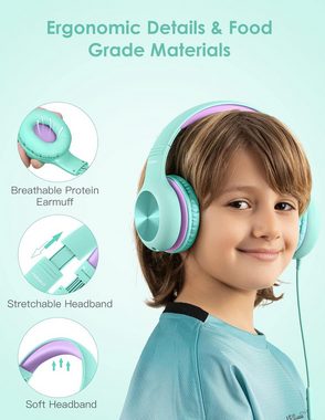 Nabevi mit Kabel, 85/94dB Lautstärkegrenze, HD-Ton Kinder-Kopfhörer (Kreatives Denken wird mit unseren Tools zur Realität., Sharing-Funktion, Over-Ear Verstellbare Faltbare mit Mikrofon)
