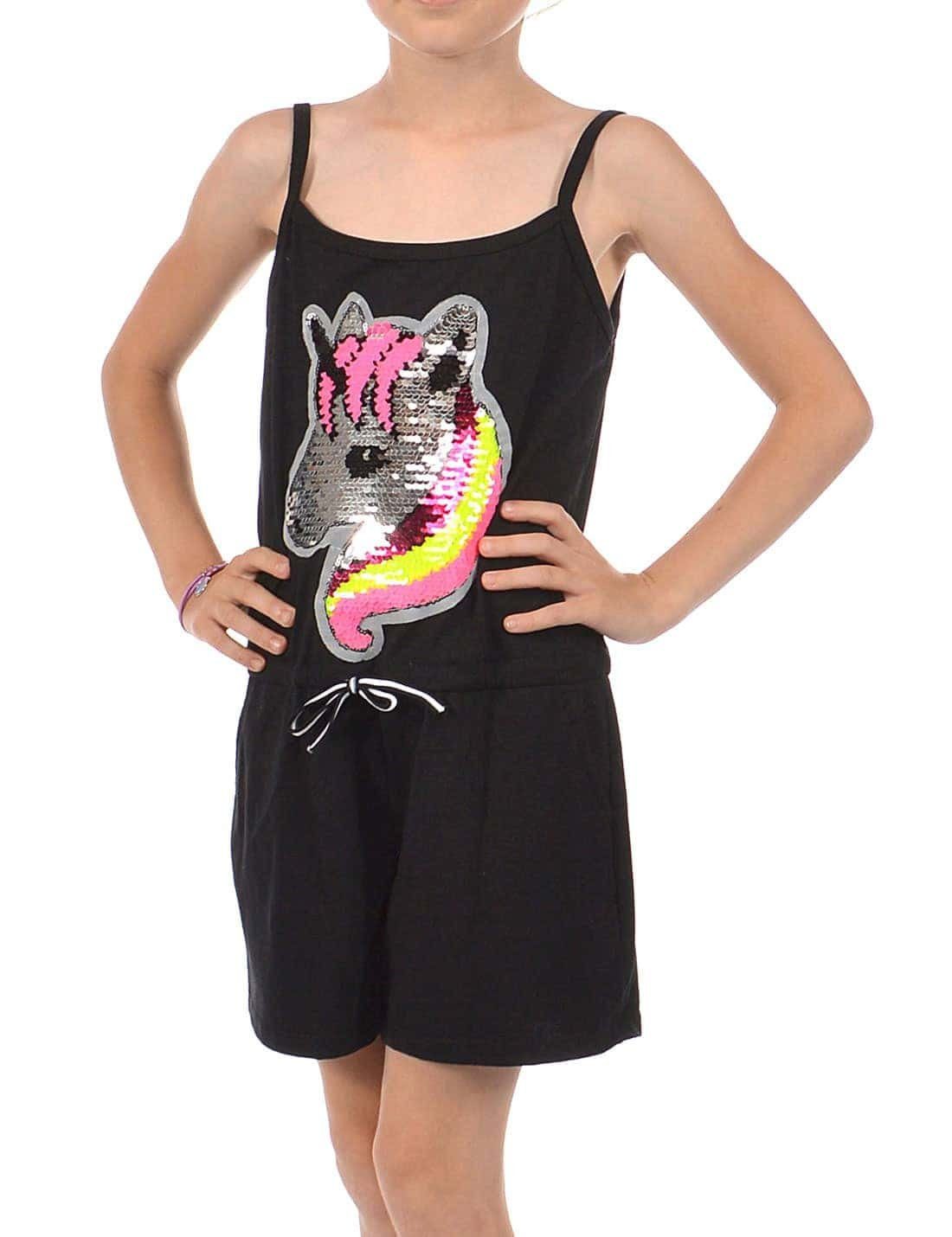 Jumpsuit Mädchen Jumpsuit kurz Wendepailletten Einhorn