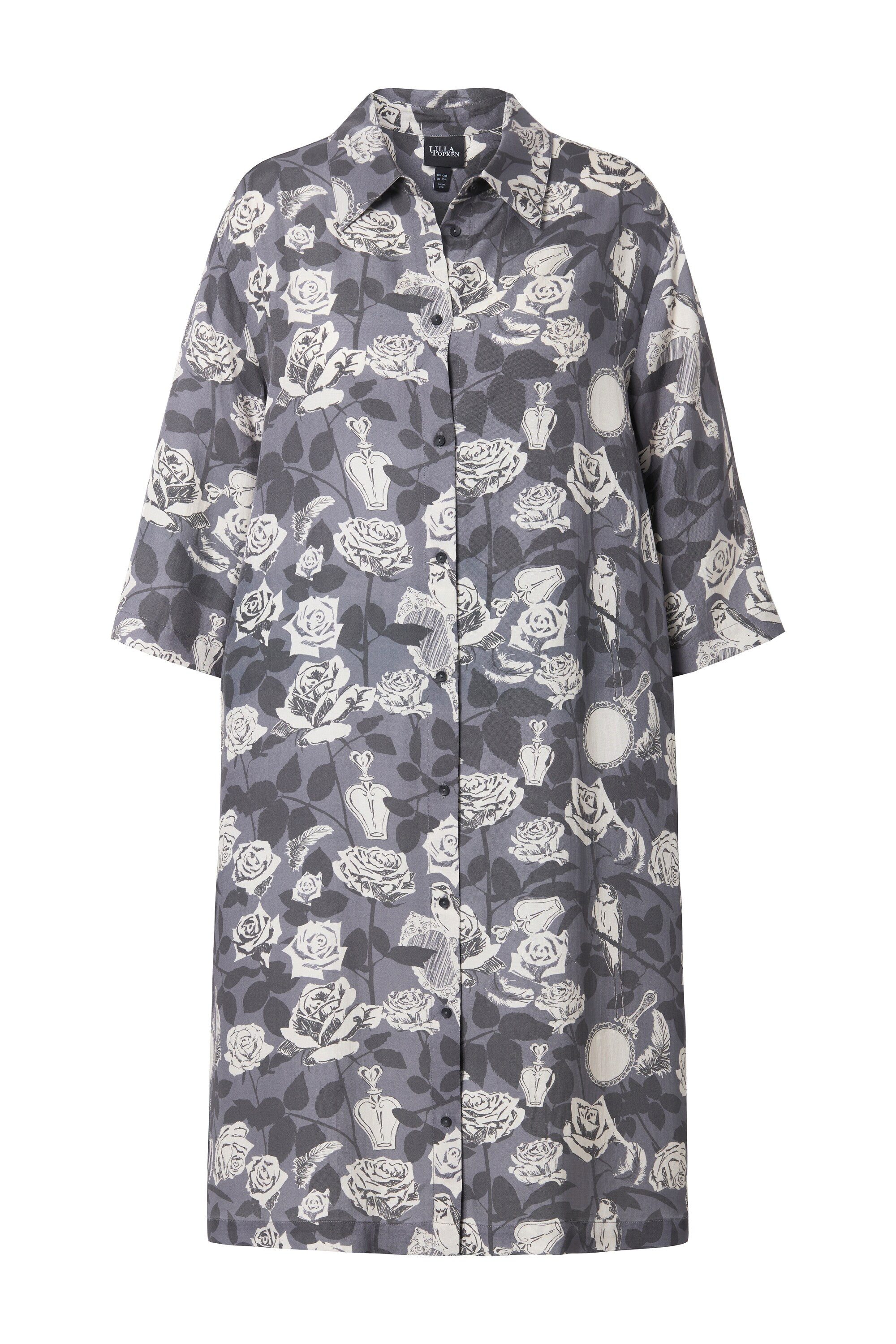 Ulla Popken Jerseykleid Blusenkleid A-Linie Hemdkragen günstig online kaufen