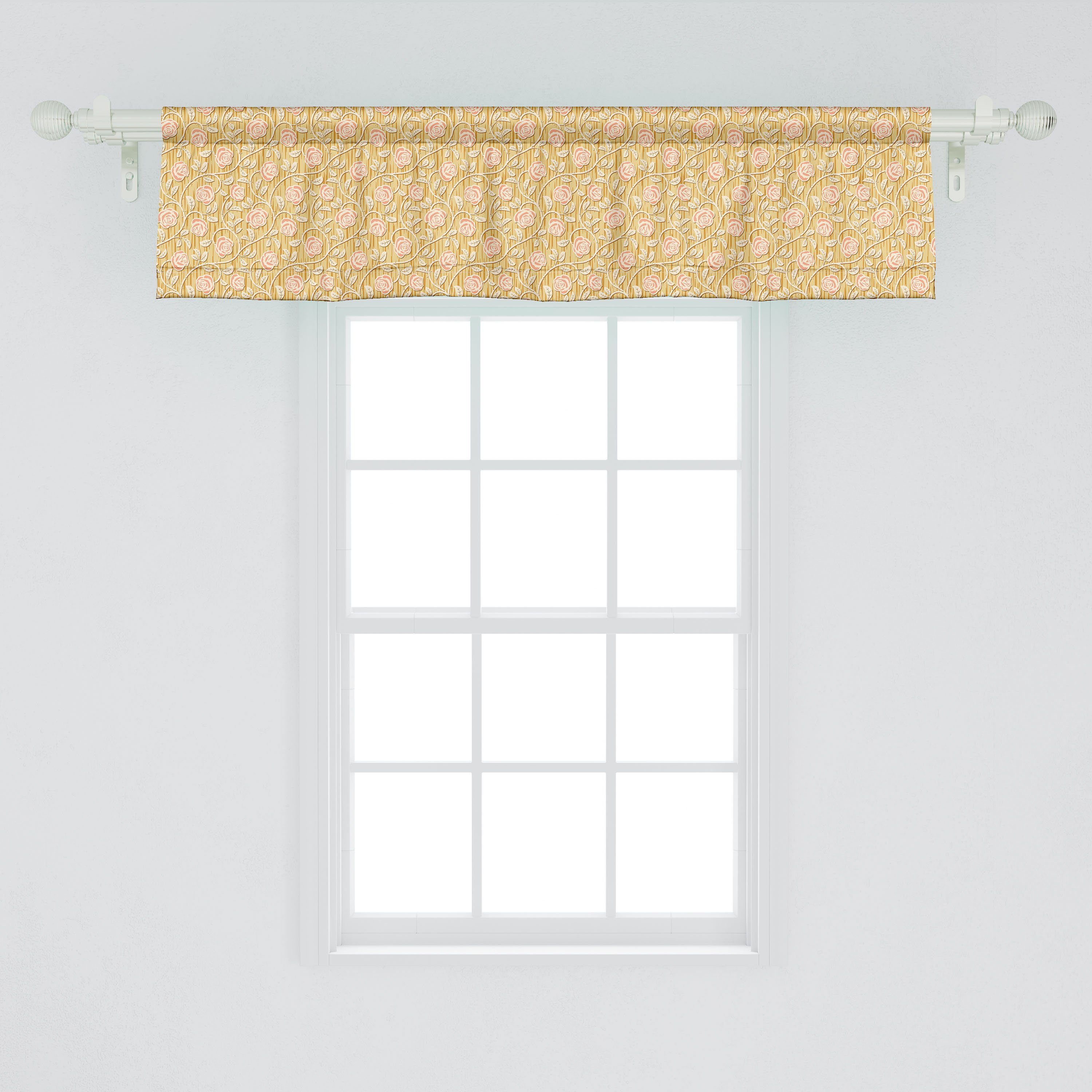 Scheibengardine Vorhang Volant für Küche Stangentasche, Rose Chic Shabby Schlafzimmer Petal Microfaser, Romantische Dekor Abakuhaus, mit