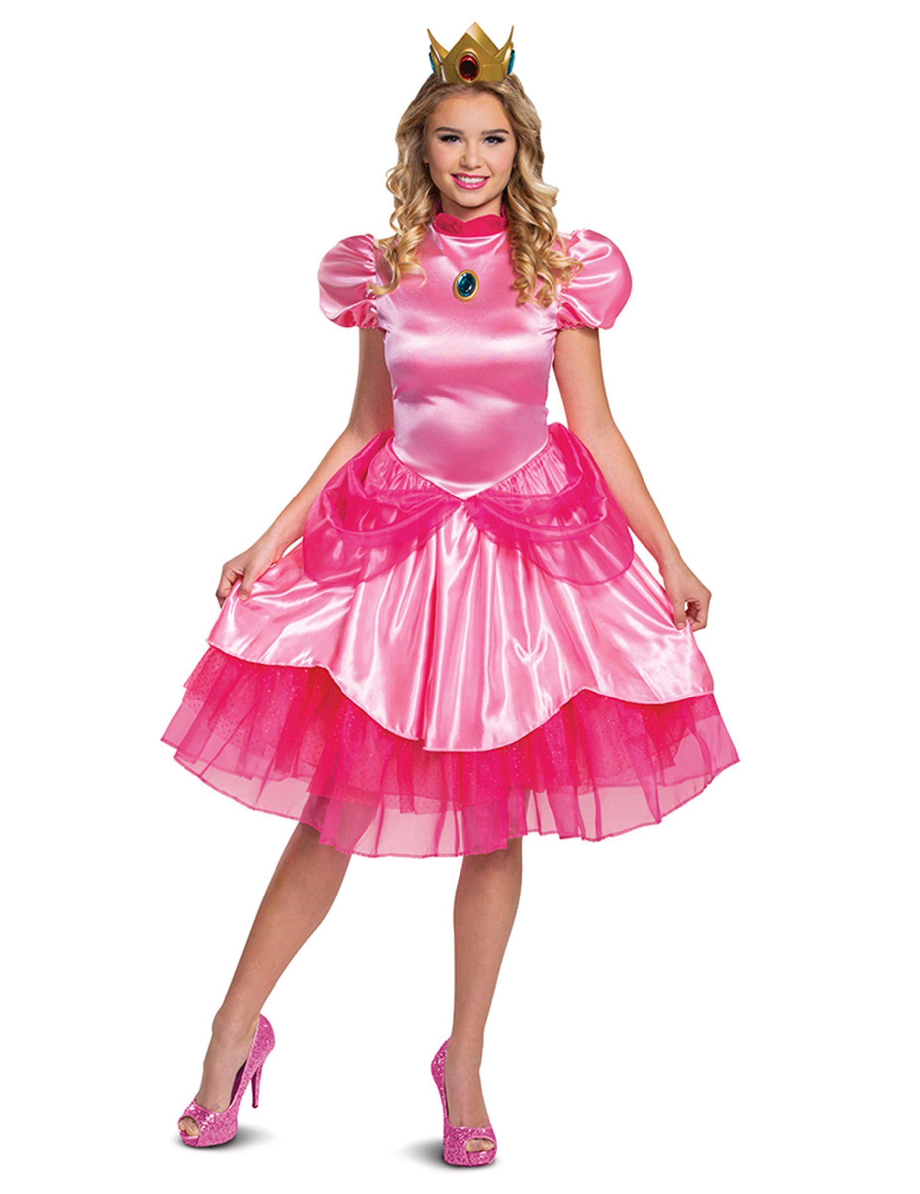 Disguise Prinzessin-Kostüm Prinzessin Peach-Kostüm für Damen Nintendo Faschingskostüm pink
