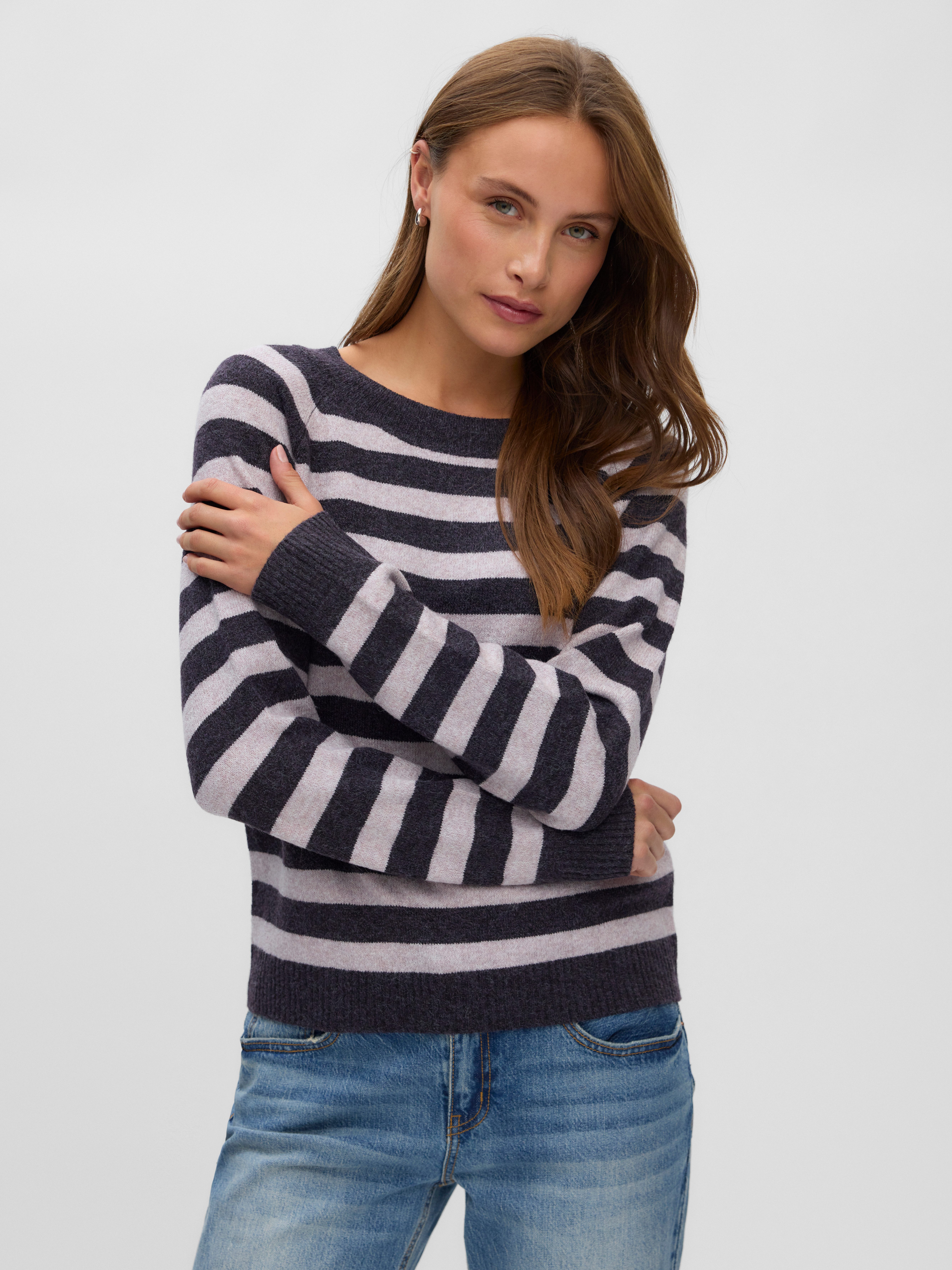 Vero Moda Rundhalspullover VMDOFFY LS O-NECK BLOUSE GA NOOS Materialmix, regular fit