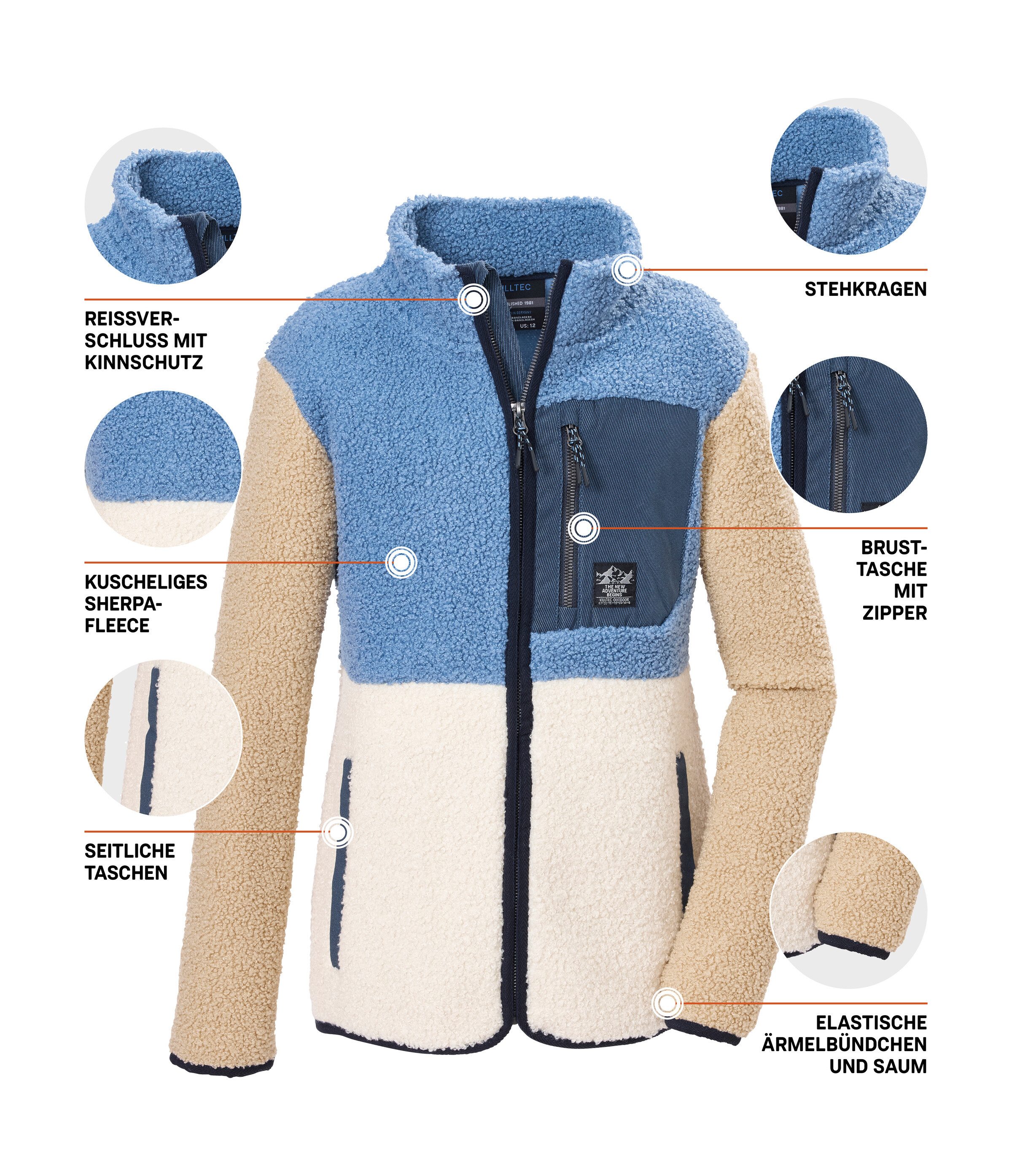 Killtec Fleecejacke KOW 141 GRLS FLC JCKT Weiche Sherpa Fleecejacke mit Kinnschutz und Stauraum – Bild 5 von 5