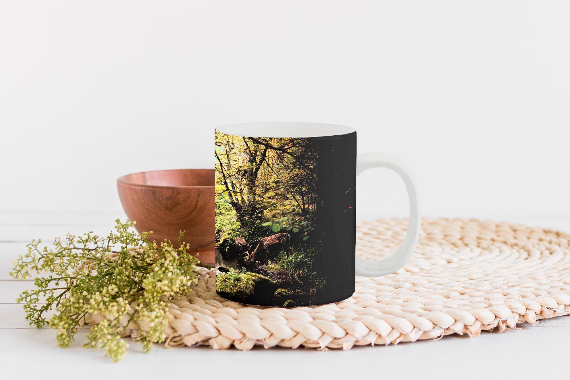 Teetasse, Kaffeetassen, Becher, Wald, Tasse - Baum Keramik, - MuchoWow Teetasse, Hirsch Geschenk