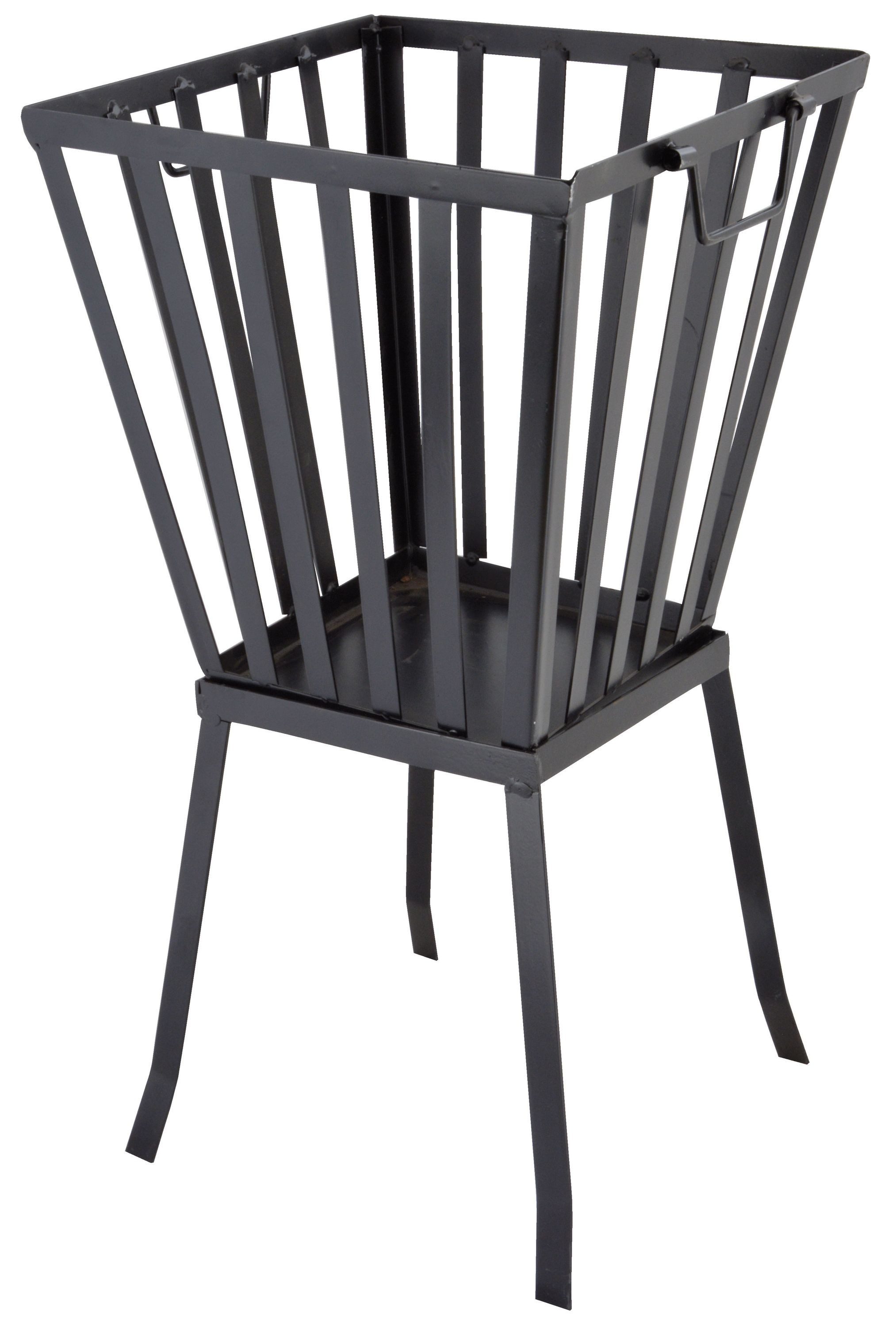 esschert design Feuerschale Feuerkorb Feuerstelle Feuerschale Terrassenkamin eckig Eisen schwarz, (Feuerkorb)