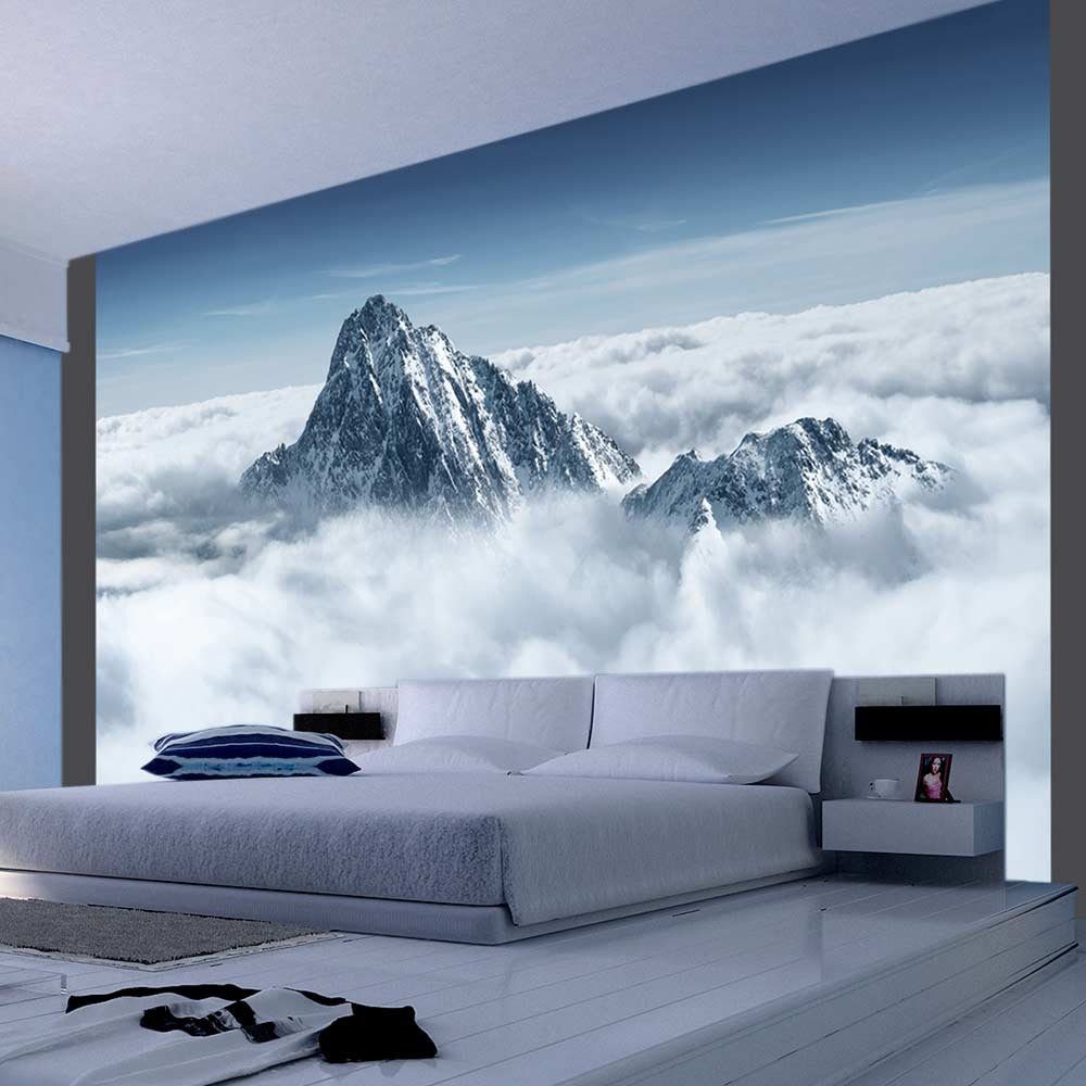 KUNSTLOFT Vliestapete Bergspitze in den Wolken 3x2.31 m, halb-matt, lichtbeständige Design Tapete