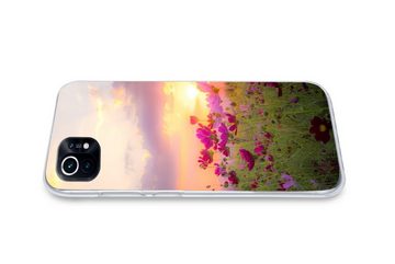 MuchoWow Handyhülle Sonnenuntergang - Blumen - Rosa - Natur - Grün, Phone Case, Handyhülle Xiaomi Mi 11, Silikon, Schutzhülle