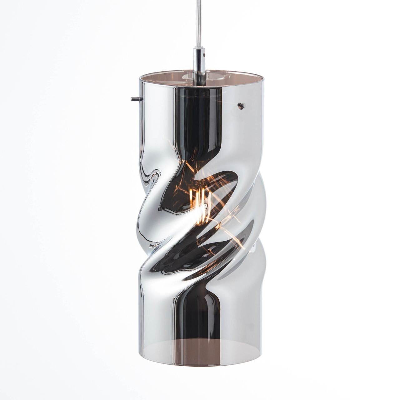 3flg 3x Brilliant Pendelleuchte Pendelleuchte 40W,N Glas/Metall, Curly, Lampe, A60, chrom, E27, Curly