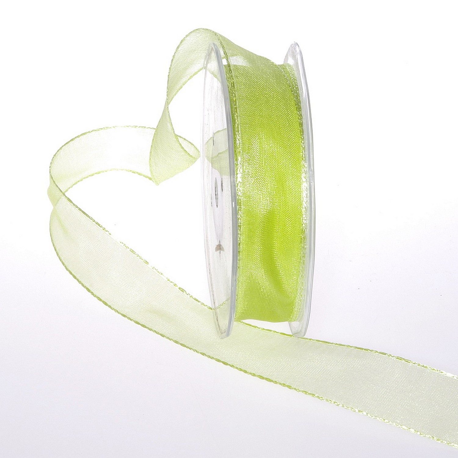 Deko AS Dekoband Organzaband mit Häkelkante - 25mm - 25m - col. 60 grün - 53735-25-25-