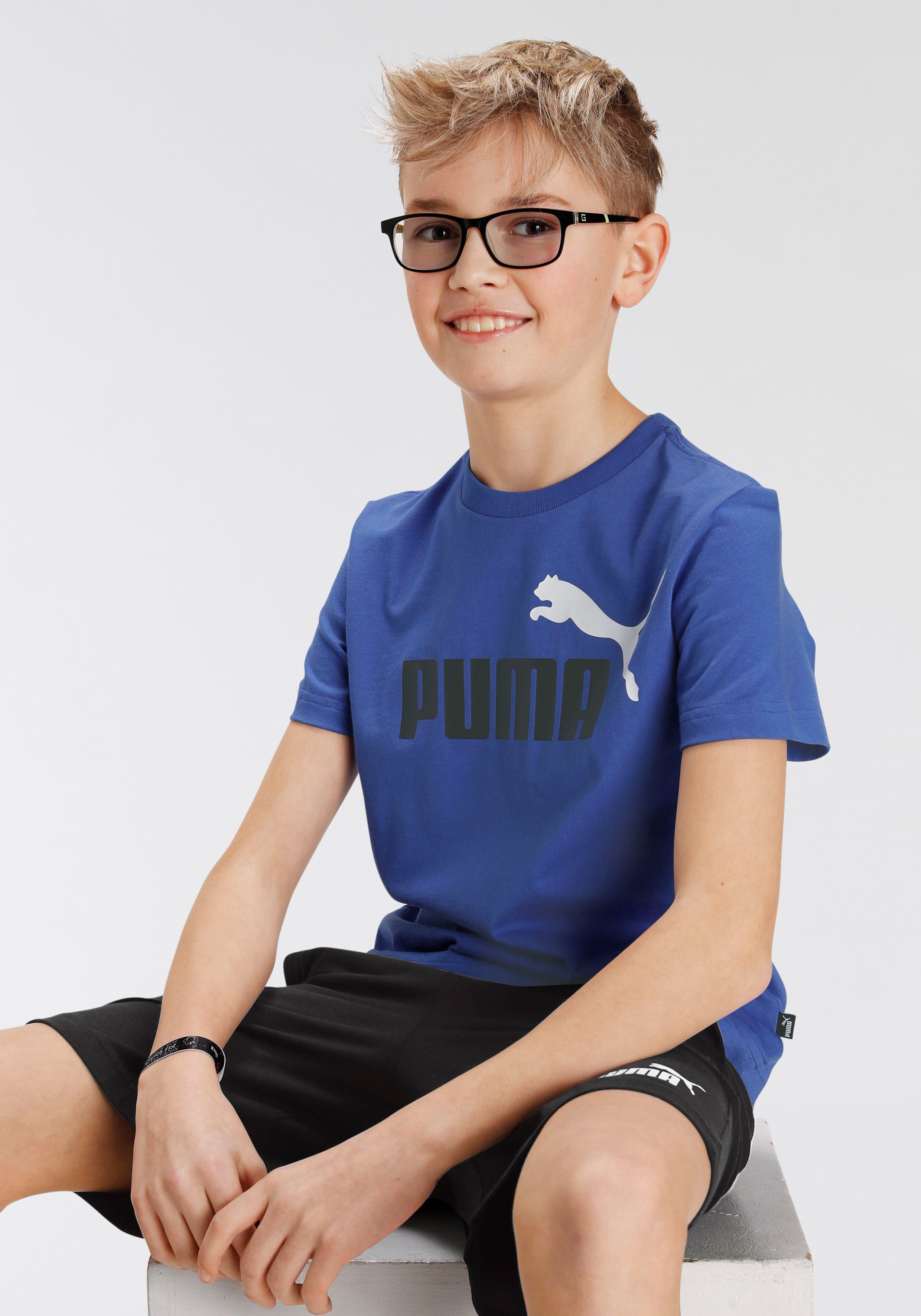 PUMA Jogginganzug SHORT JERSEY SET Kinder für (2-tlg) blau 