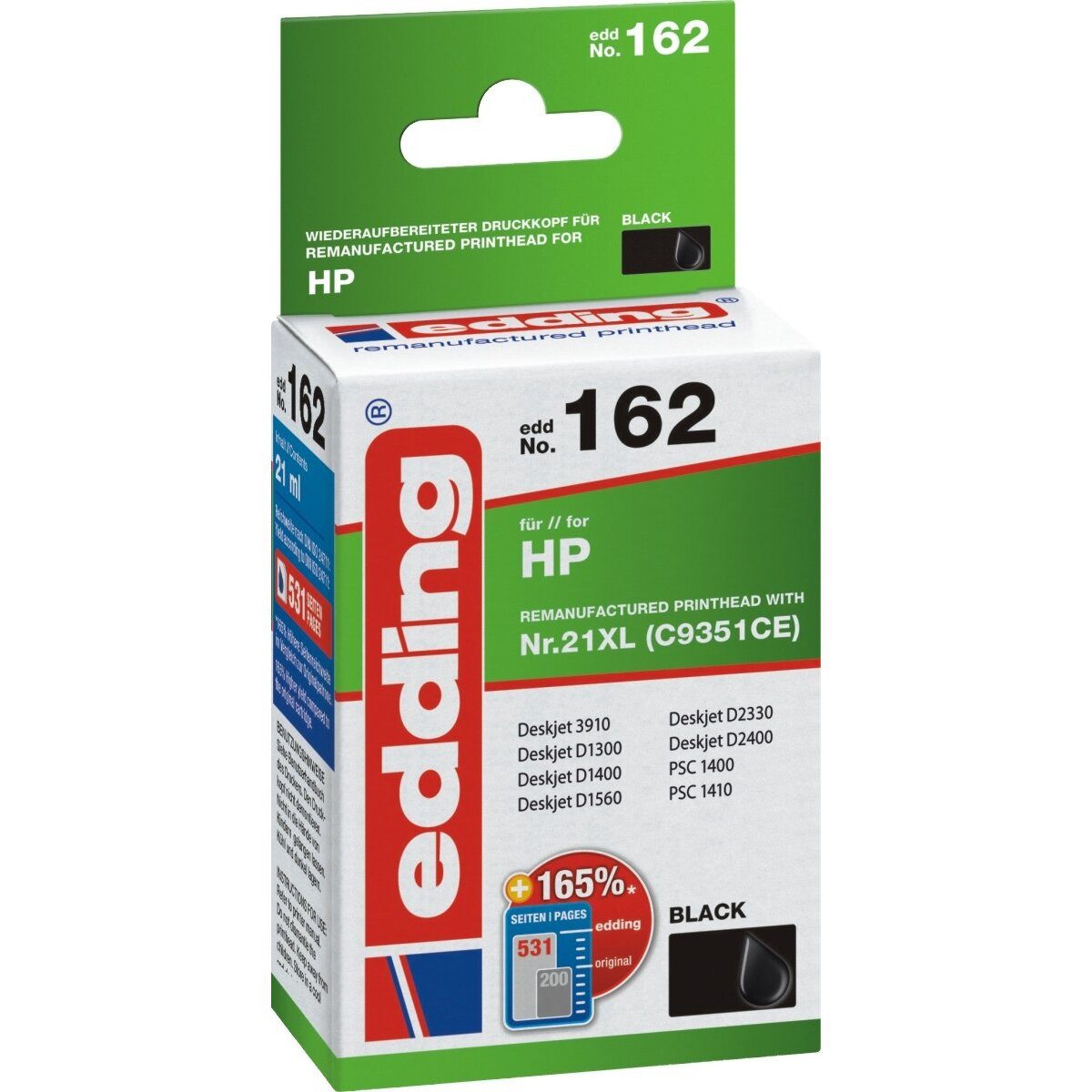 edding Tintenpatrone kompatibel mit HP Nr. 21 black Nachfülltinte (x)