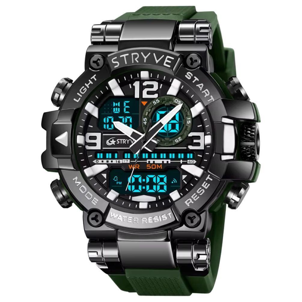 Tidy Quarzuhr Stryve Sportuhr Wasserdichte Digital-Analoge Militär Uhr Silikon