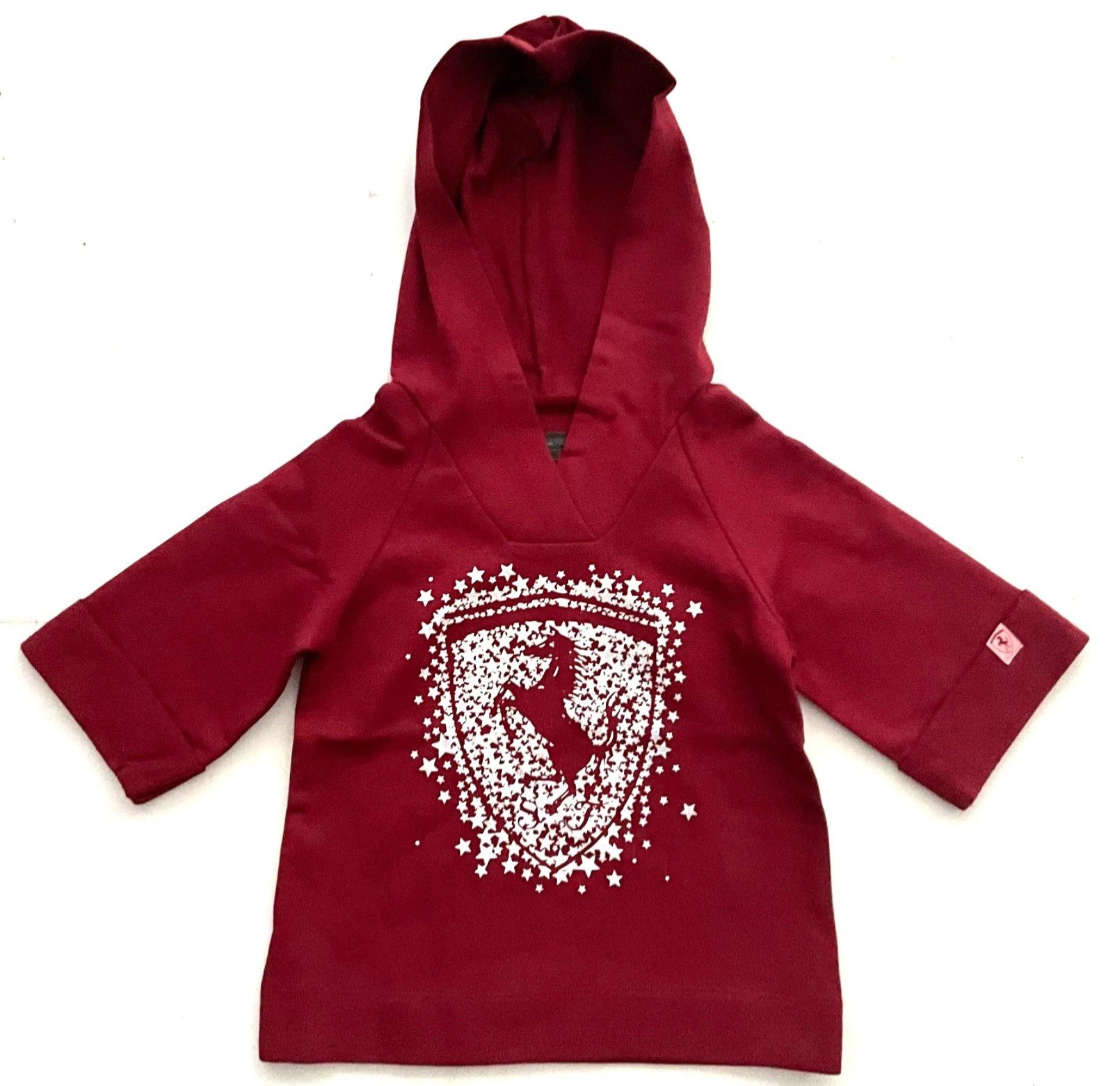 Ferrari Kapuzenpullover Ferrari Scuderia Girl Over Fleece Hooded 3/4 Sleeve Sweater Druckgrafik, Kapuze, Stern -Logo, 3/4 Armlange