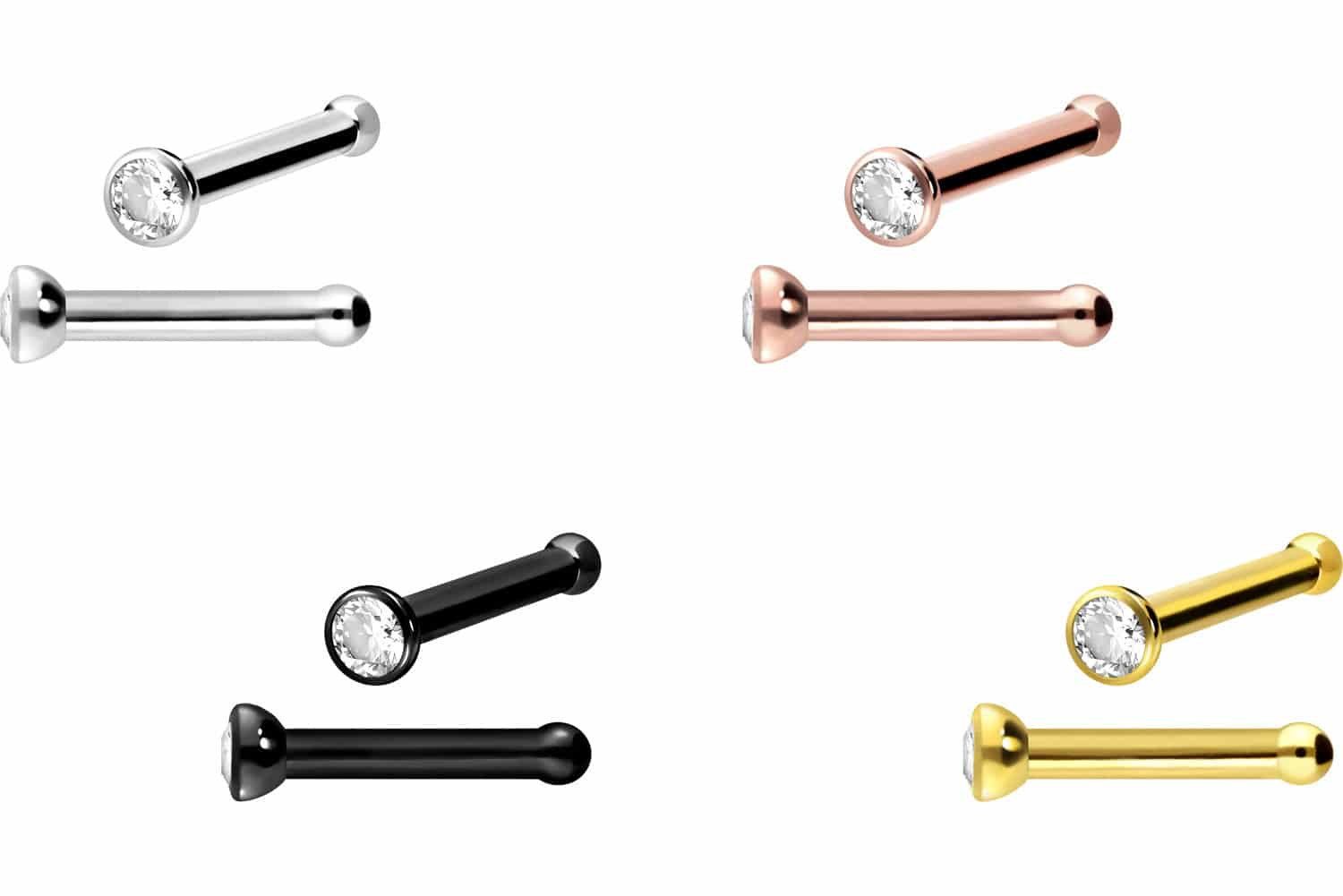 PIERCINGLINE Nasenpiercing 3er Set Chirurgenstahl Nasenstecker Pin KRISTALL (Nasenstecker)