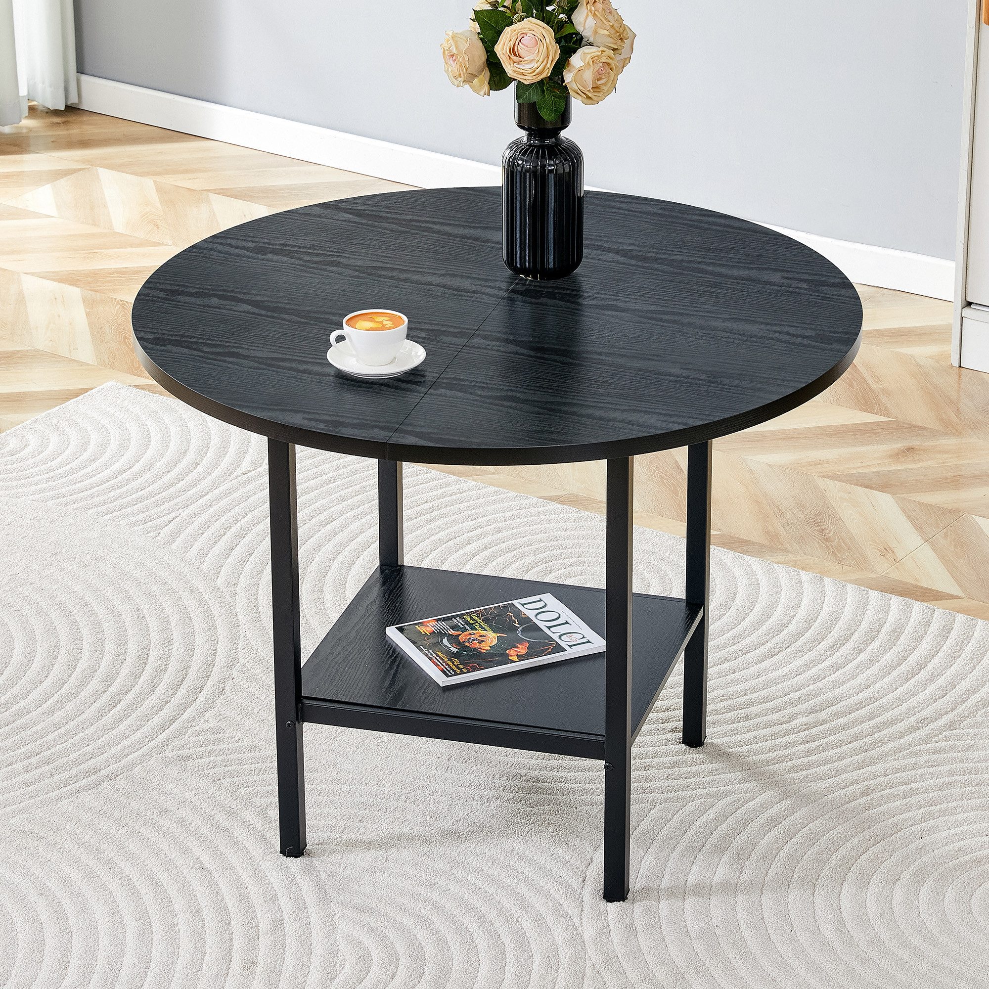 Fine Life Pro Ablagetisch Moderner runder Esstisch Ø100 cm – Optik mit Stauraum
