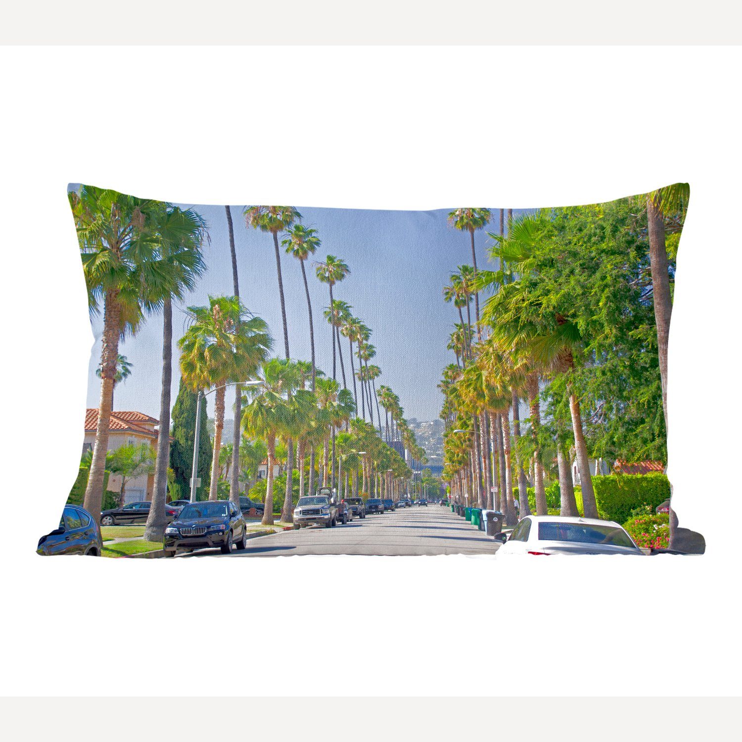 MuchoWow Dekokissen Palmen entlang der Straßen von Beverly Hills in Nordamerika, Wohzimmer Dekoration, Zierkissen, Dekokissen mit Füllung, Schlafzimmer