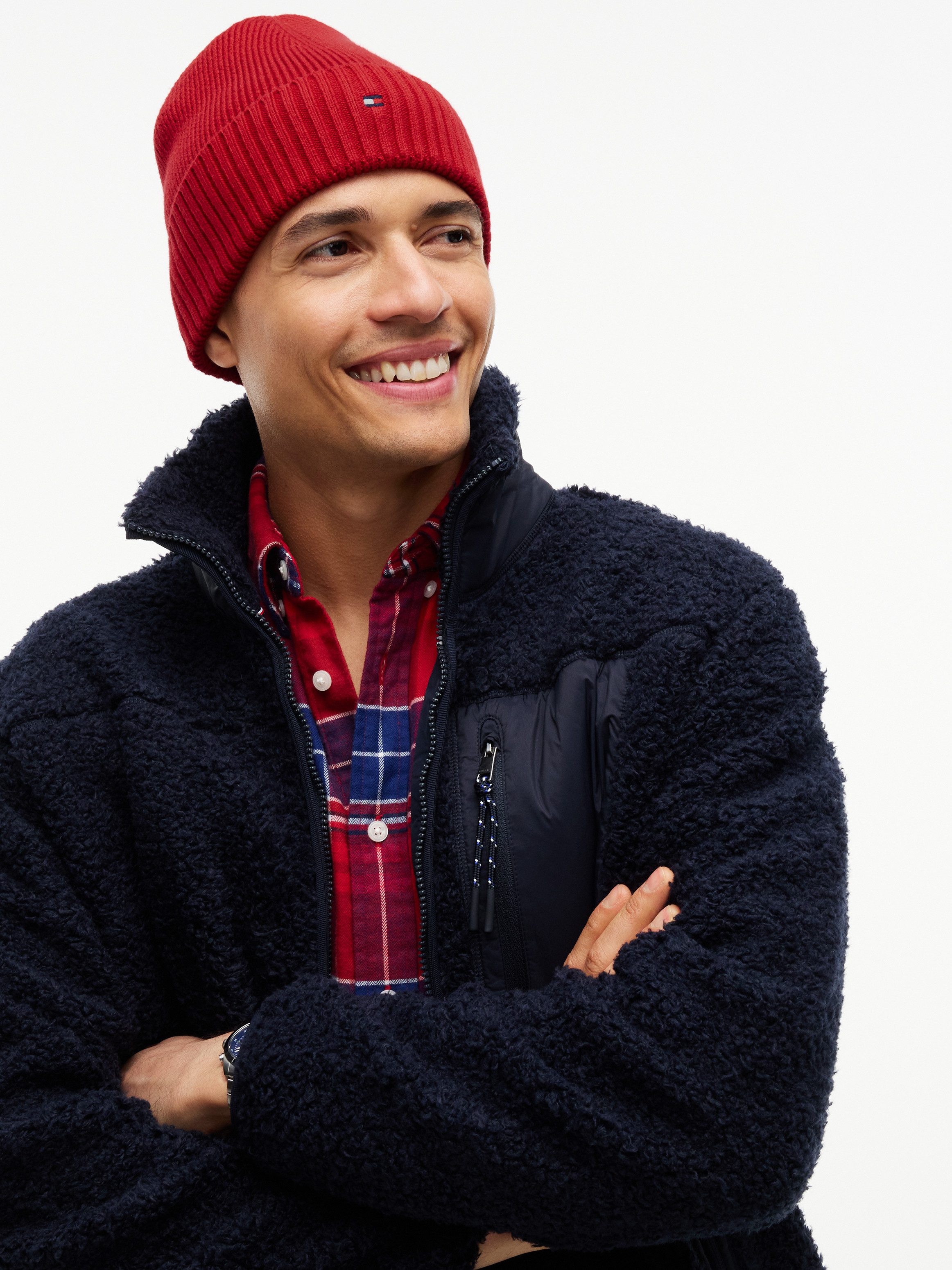Tommy Hilfiger Strickmütze TH FLAG PIMA COTTON BEANIE Beanie mit Logostickerei, mit Kaschmiranteil Unisex