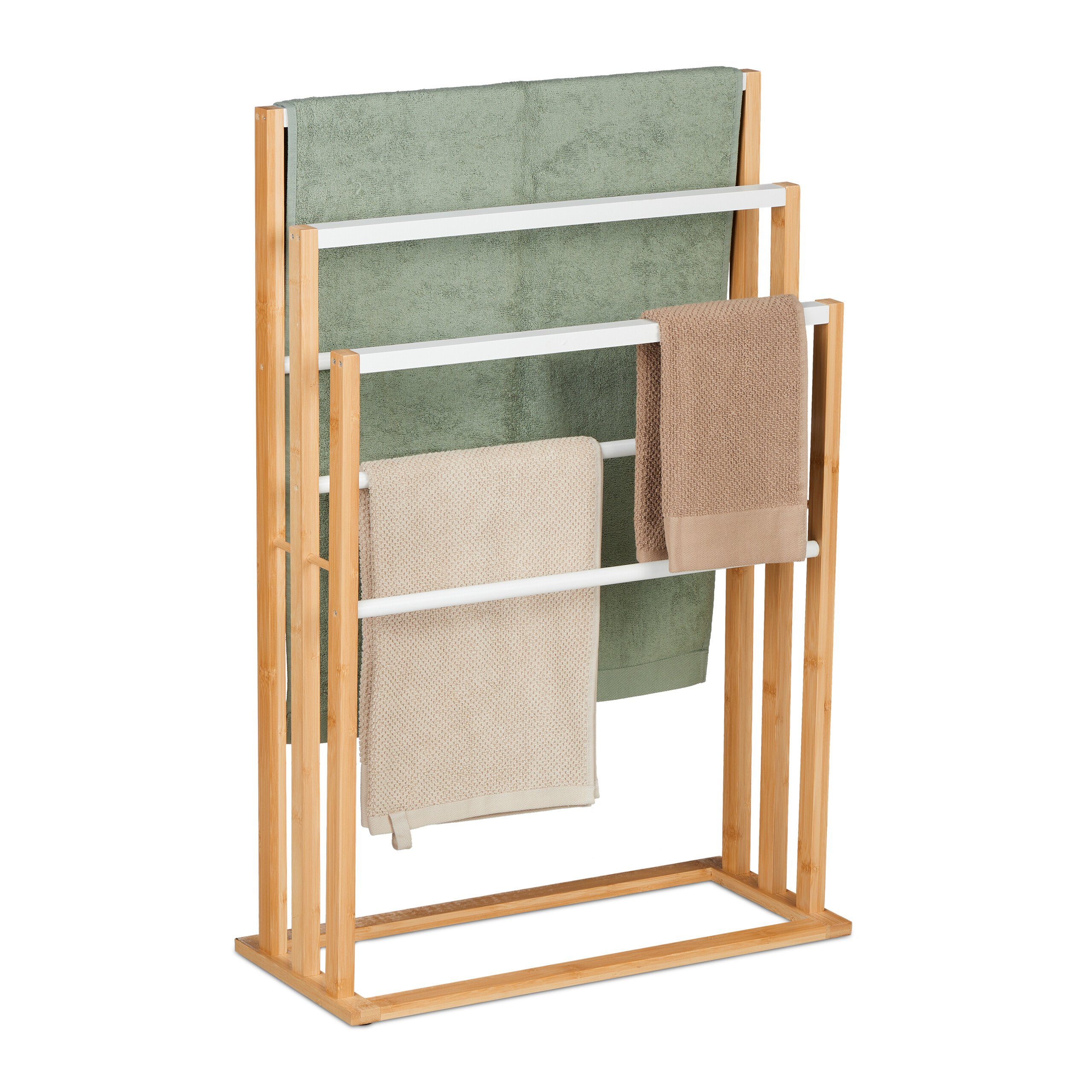 relaxdays Handtuchhalter Bambus Handtuchständer 6 Stangen günstig online kaufen