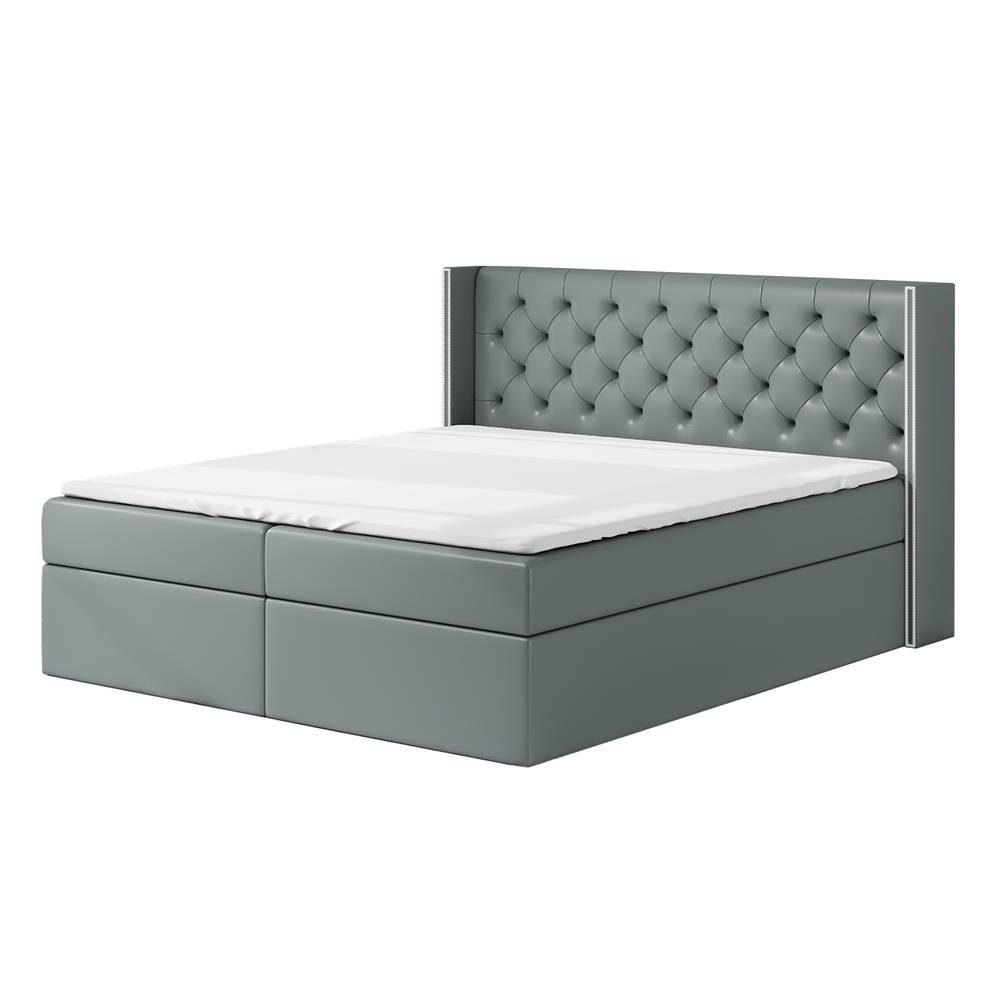 Bonell-Matratze ASTA 1119 und GmbH A&J Boxspringbett Topper. Bettkästen, Grau mit MöbelLand 2