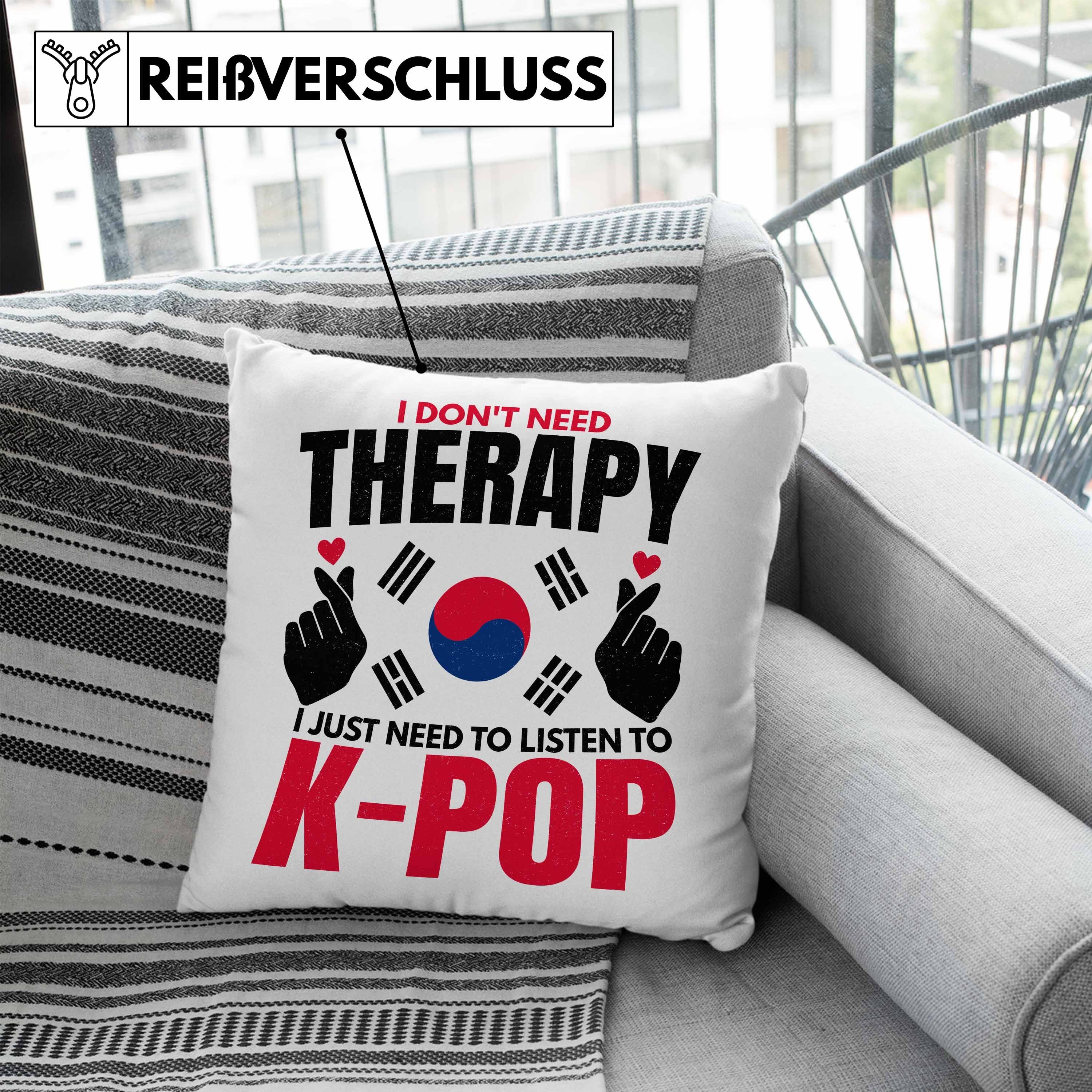 Trendation Dekokissen Füllung - Kissen 40x40 Trendation mit Koreal Geschenkidee Style Kpop Spruch Blau Geschenk Südkorea K-Pop Dekokissen