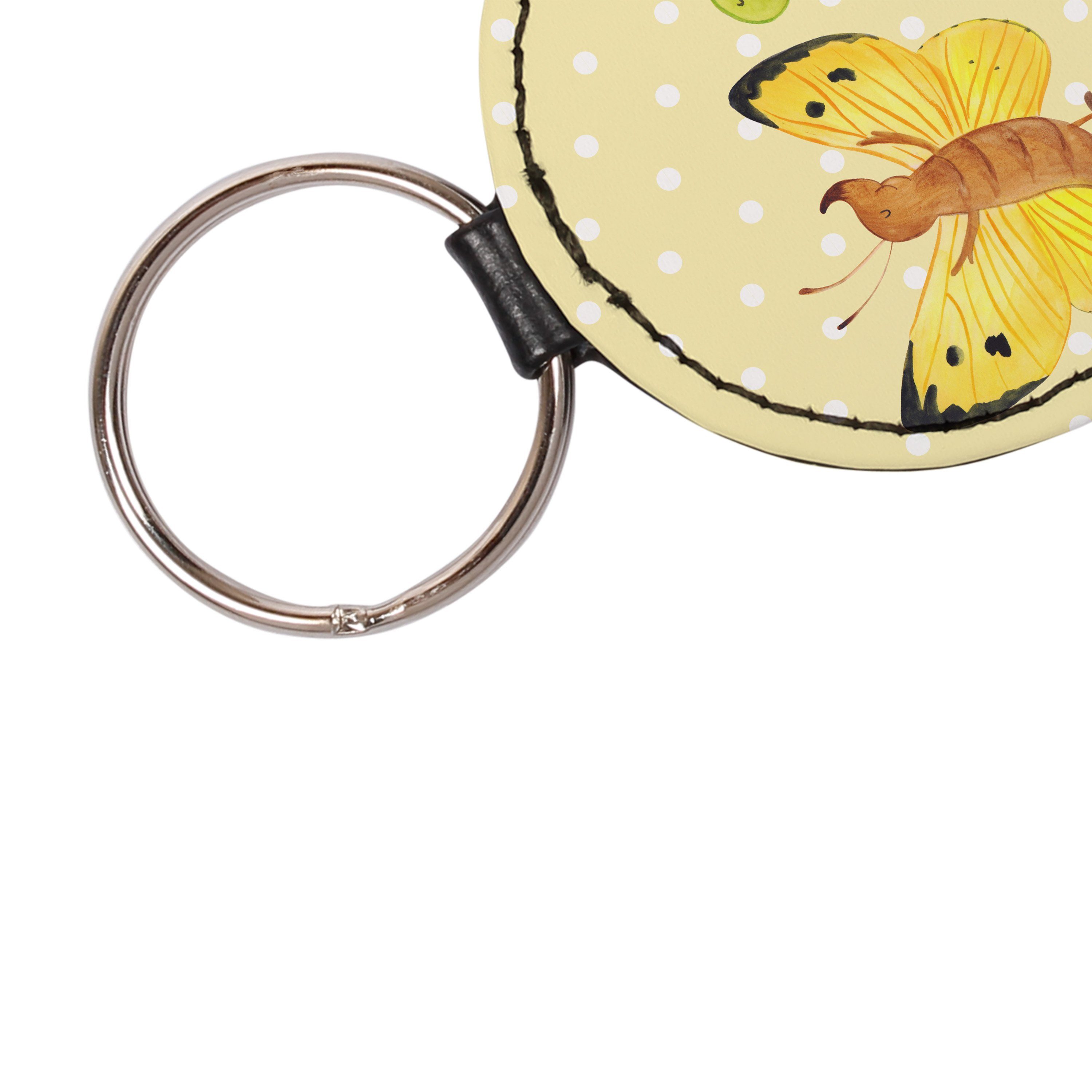 Raupe Gelb Schmetterling Tiere, Mr. Pastell & Mrs. - - Panda & Zitronenfalte Schlüsselanhänger (1-tlg) Geschenk,
